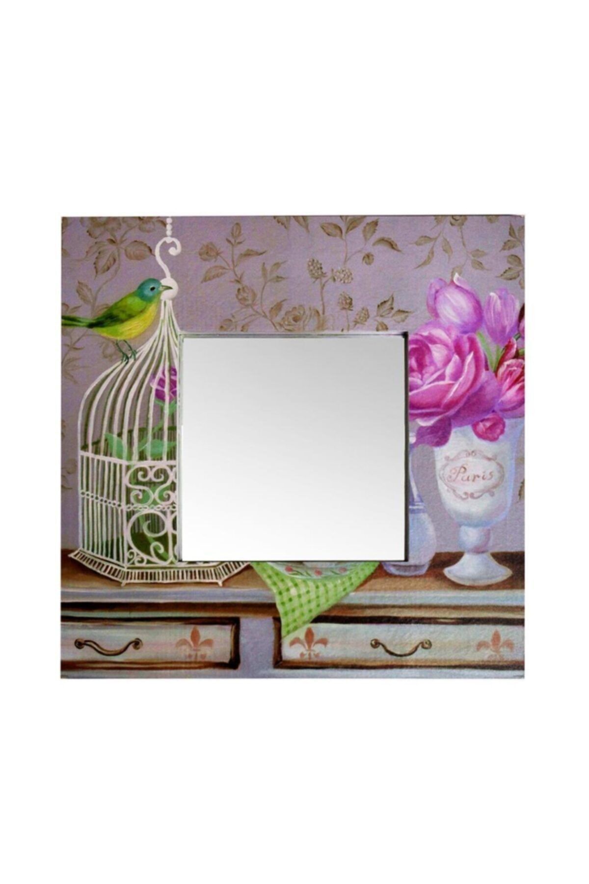 Giz Home Kanvas Ayna 60 08-kuş Kafesi
