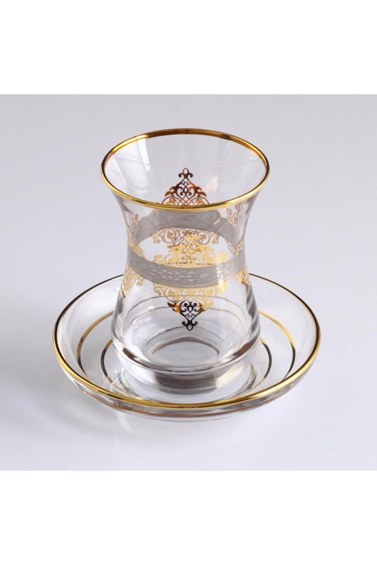 Kristal Nida Altın 6 Kişilik Dekoratif Çay Bardak Takımı