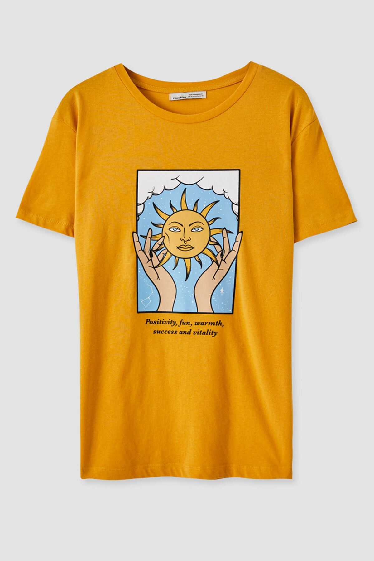 Pull & Bear El Ve Güneş Görselli T-Shirt