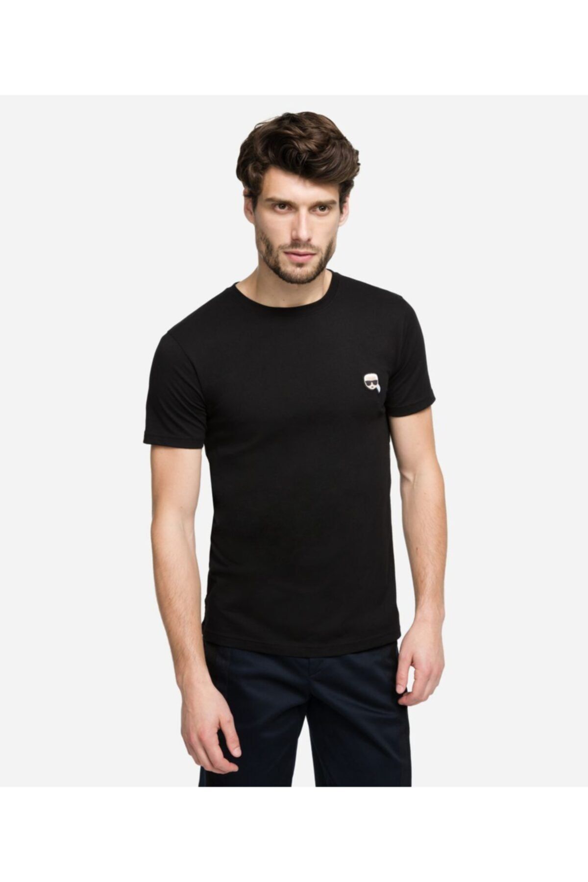 Karl Lagerfeld Sıfır Yaka Siyah Erkek T-shirt