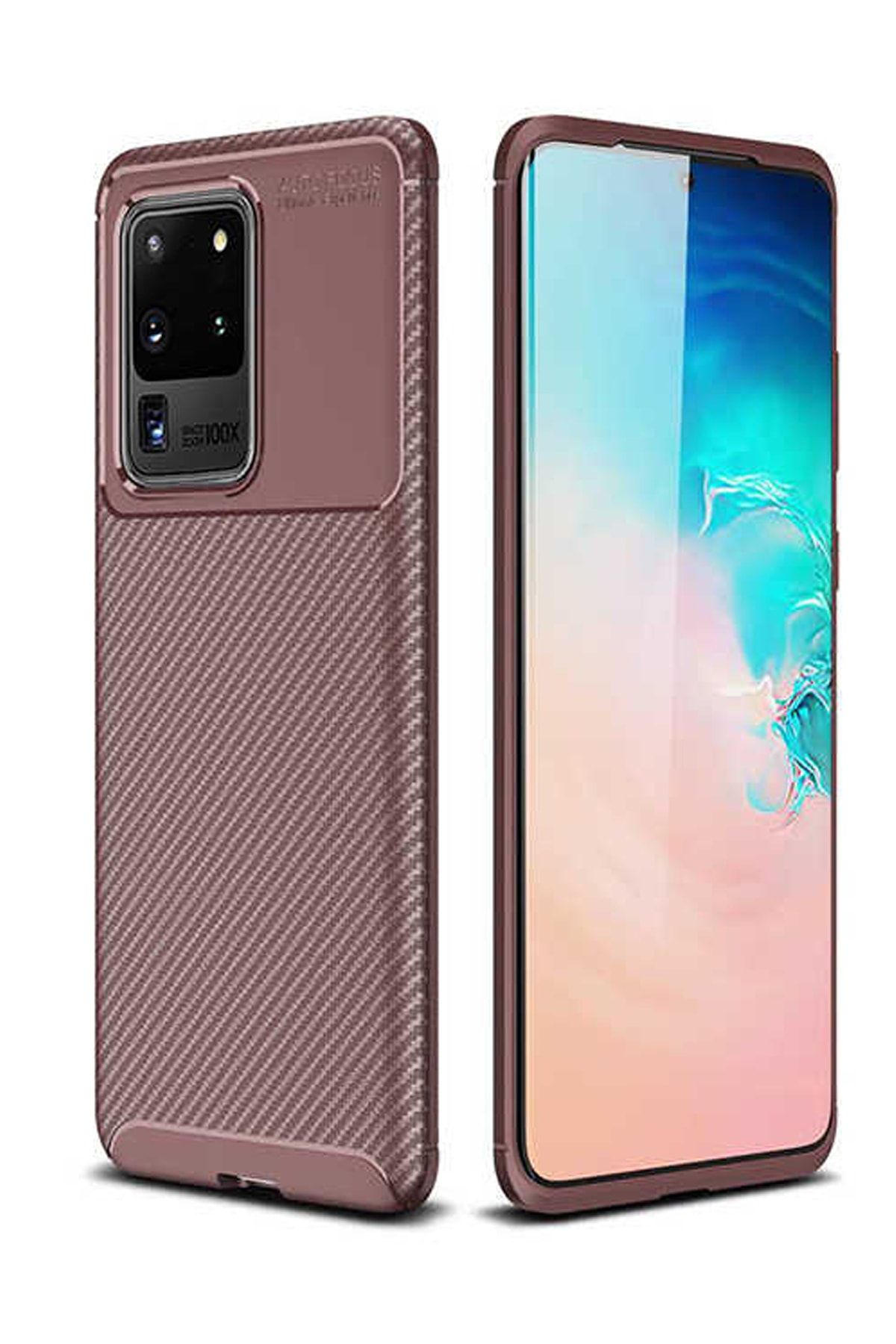 Aksesuarcım Samsung Galaxy S20 Ultra Kılıf Lüx Karbon Dizayn Slim Fit Silikon Koruma