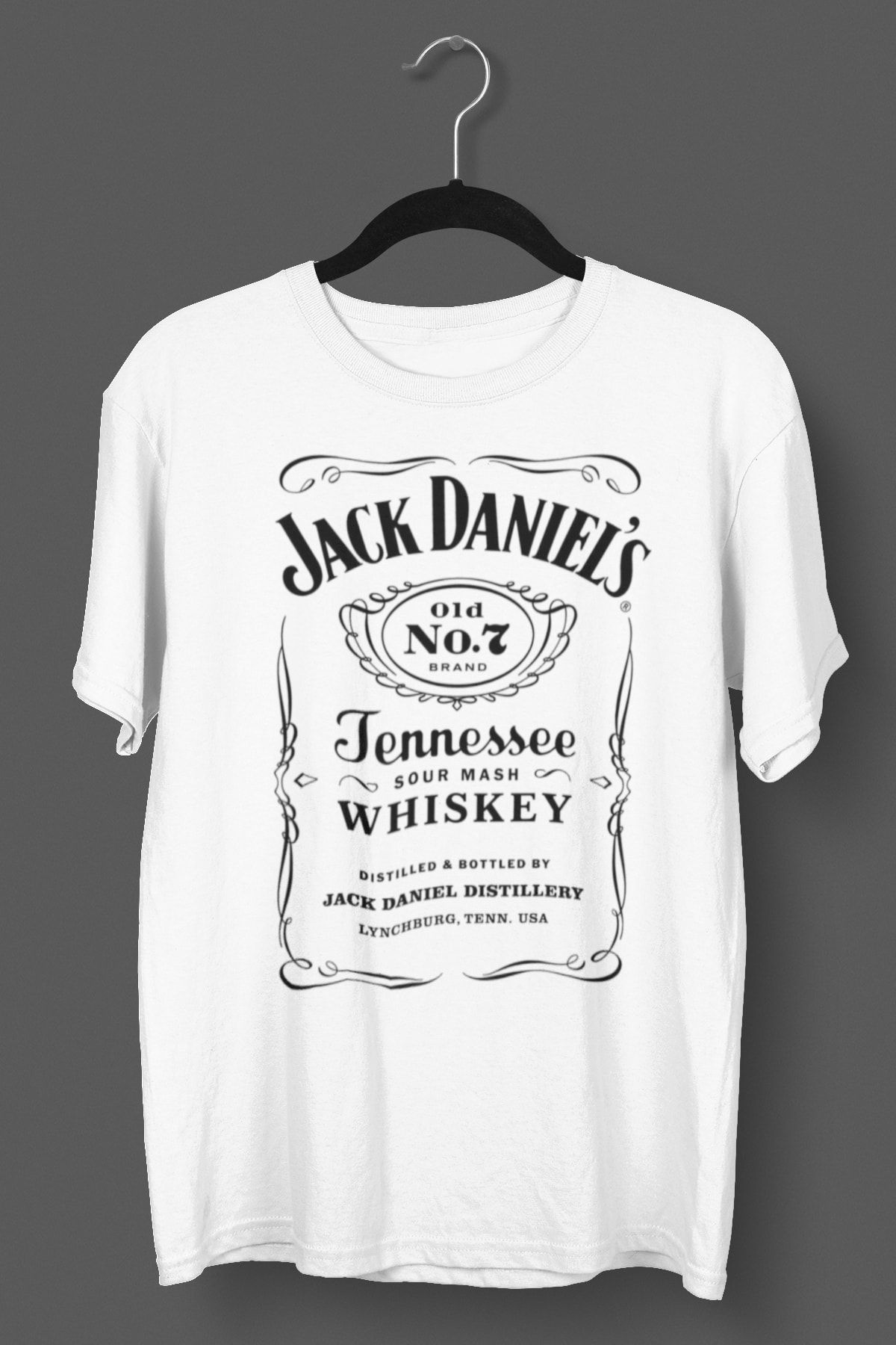 Kişisel Tasarımlar Unisex Erkek Jack Daniels Siyah T-shirt