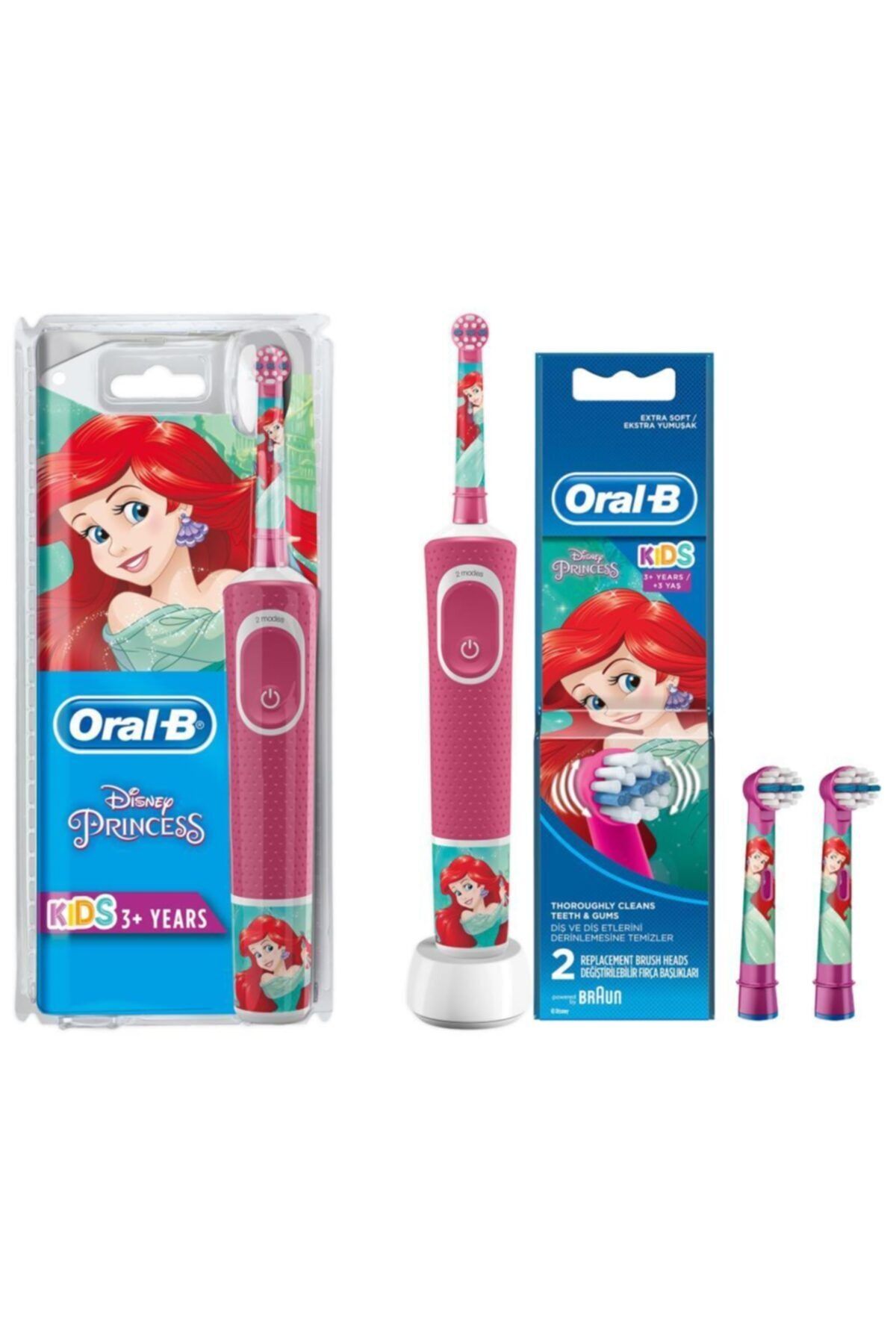 Oral-B Kız Çocuk Pembe D100 Için Şarjlı Diş Fırçası Princess +2'li Yedek Başlık