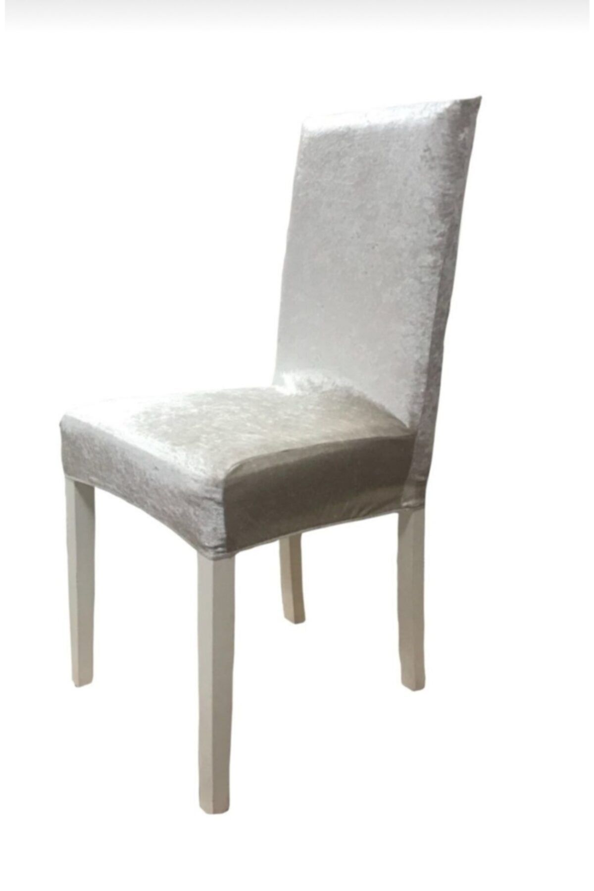 Madame Clean Home Ipek Kadife Likralı Sandalye Kılıfı 6'lı Set Bej
