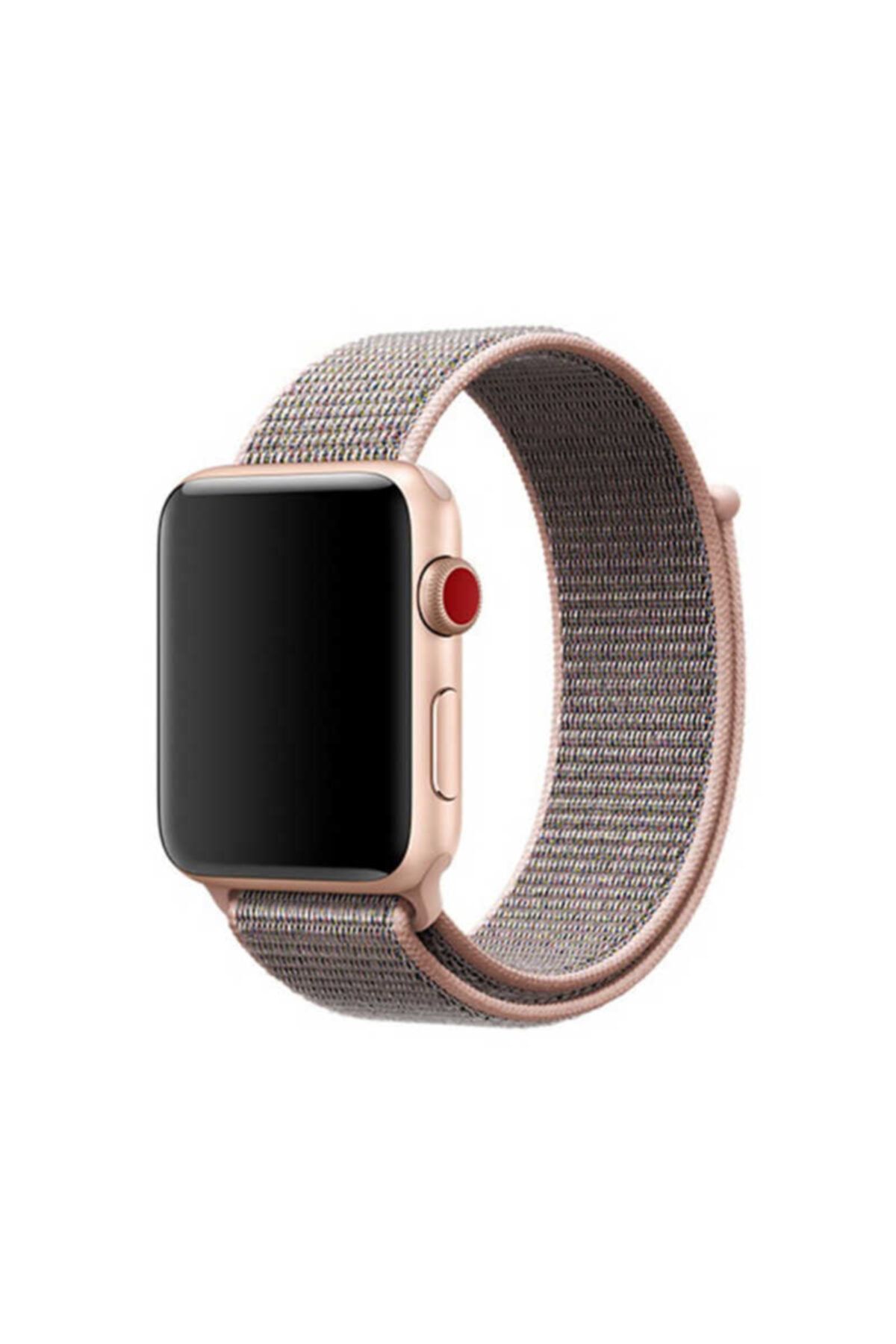 Trend Case Apple Watch 2 3 4 5 Serisi 44mm Hasır Kordon Rose Gold