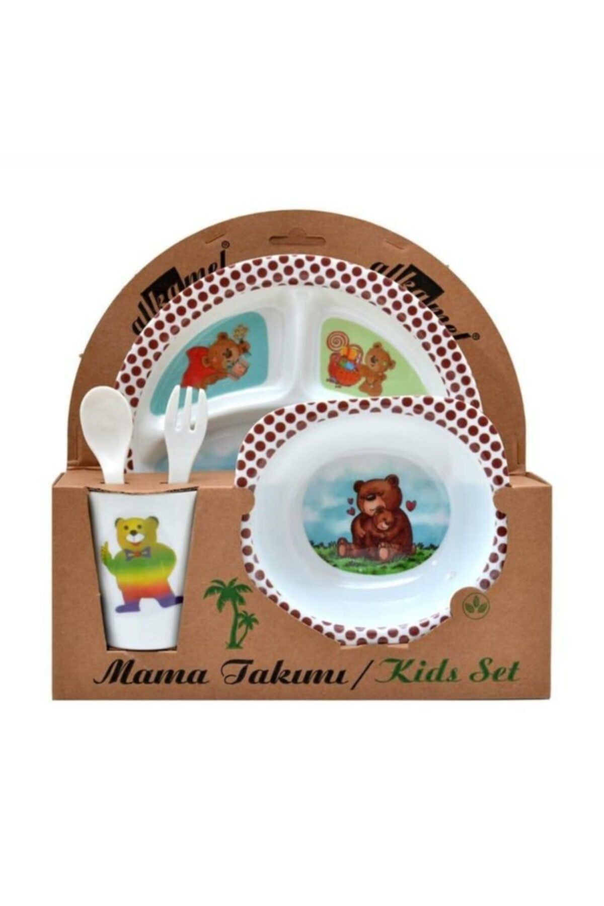 GGS Bebek Mama Tabağı Ayıcıklı Formlu 5 Li Set Melamin Kare