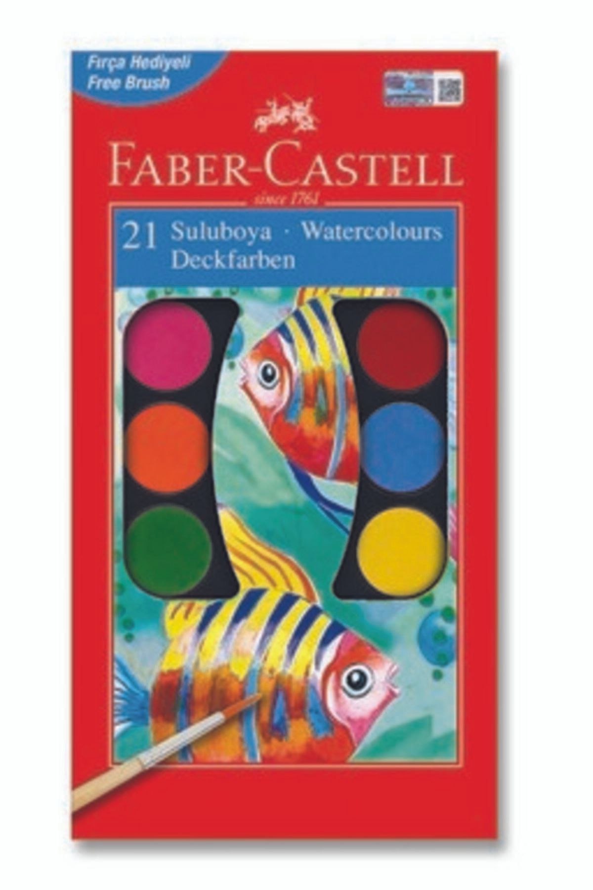 Faber Castell 21 Renk Büyük Boy + 2 Fırça Sulu Boya