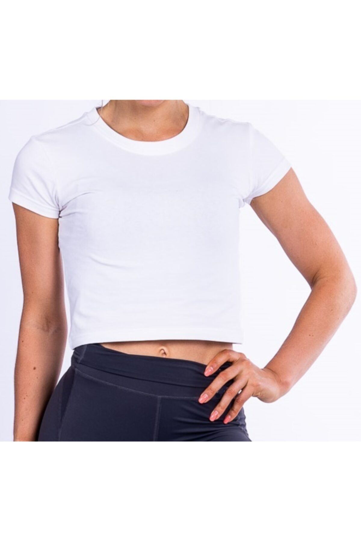 Alya Kadın Crop T-shirt Beyaz