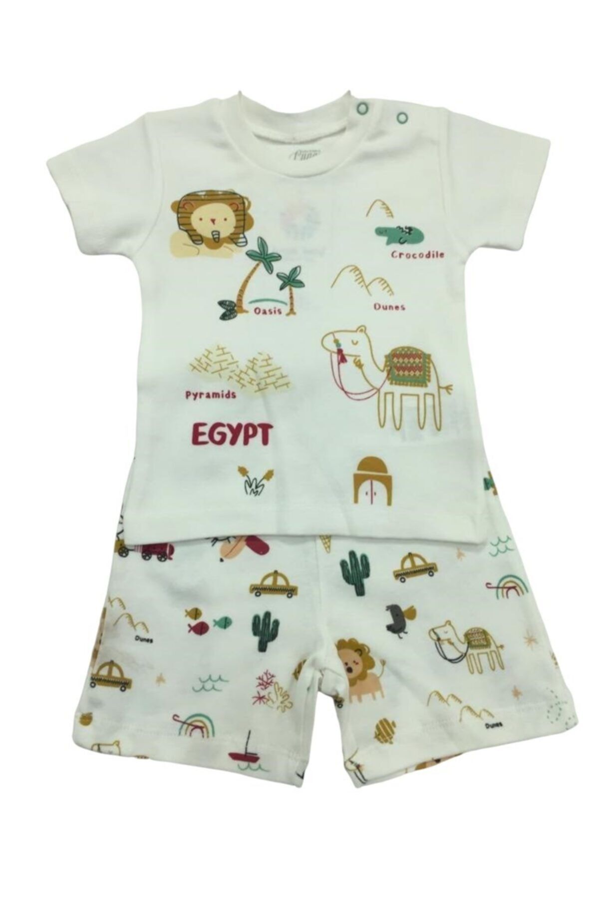 Luggi Baby Erkek Mısır Ekru Kısa Kollu Üst & Şort Takım Lgb-5057