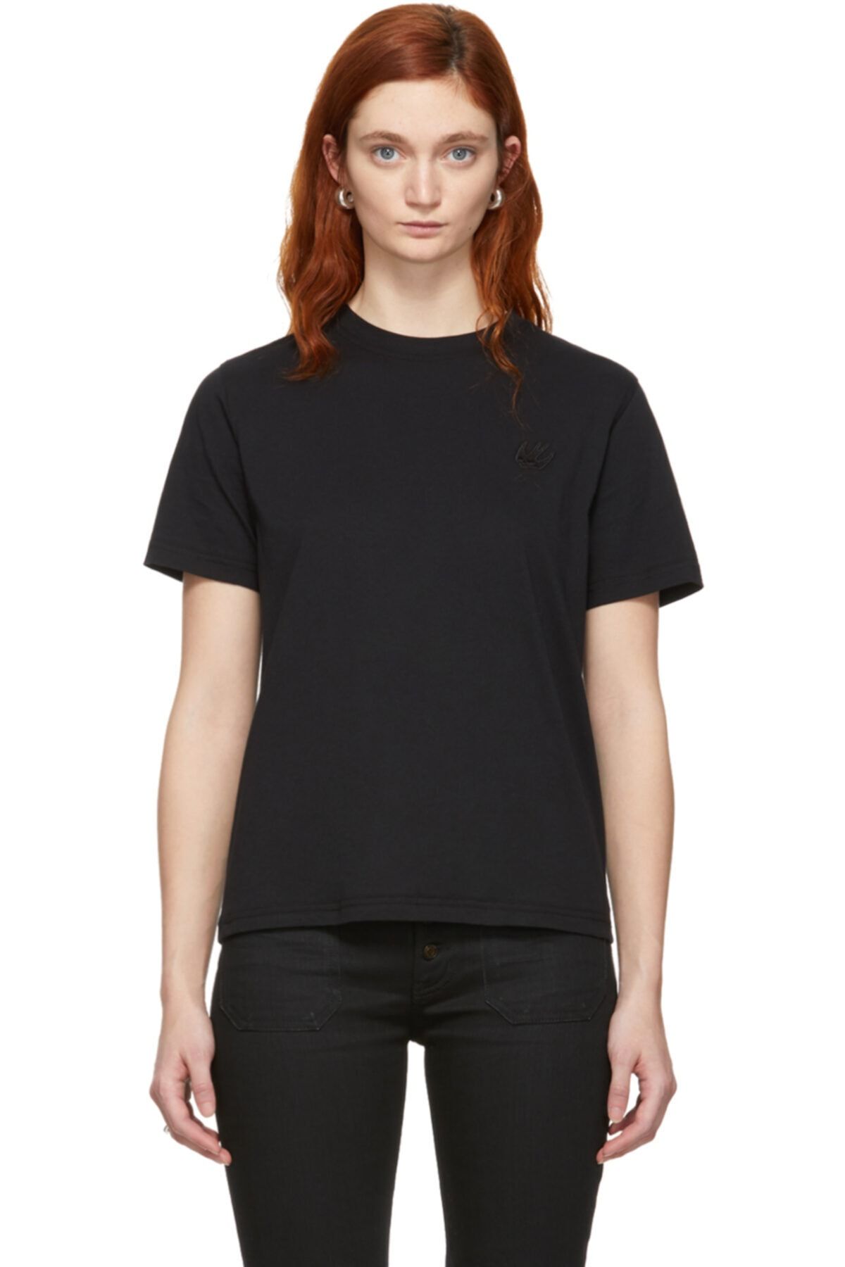 ALEXANDER MCQUEEN Sıfır Yaka Siyah Uniseks T-shirt