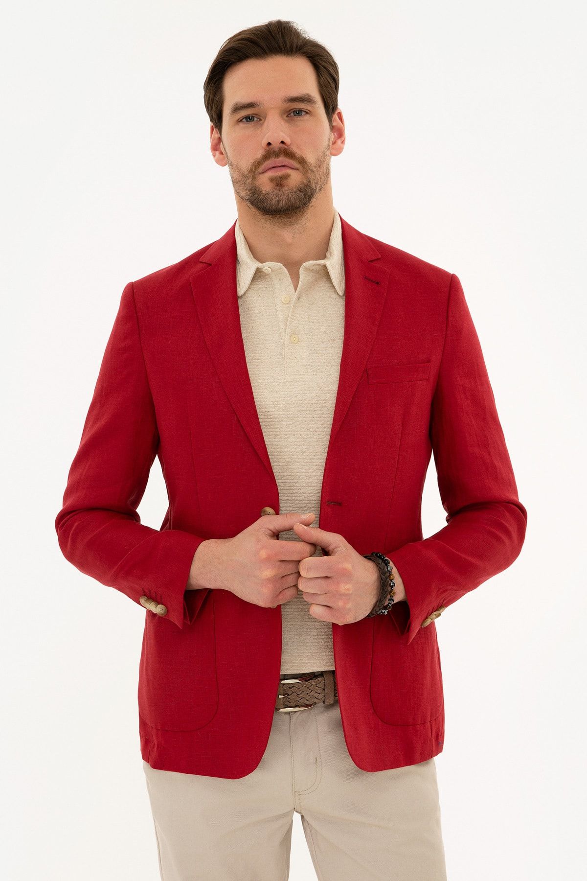 Pierre Cardin Erkek Kırmızı Slim Fit Ceket