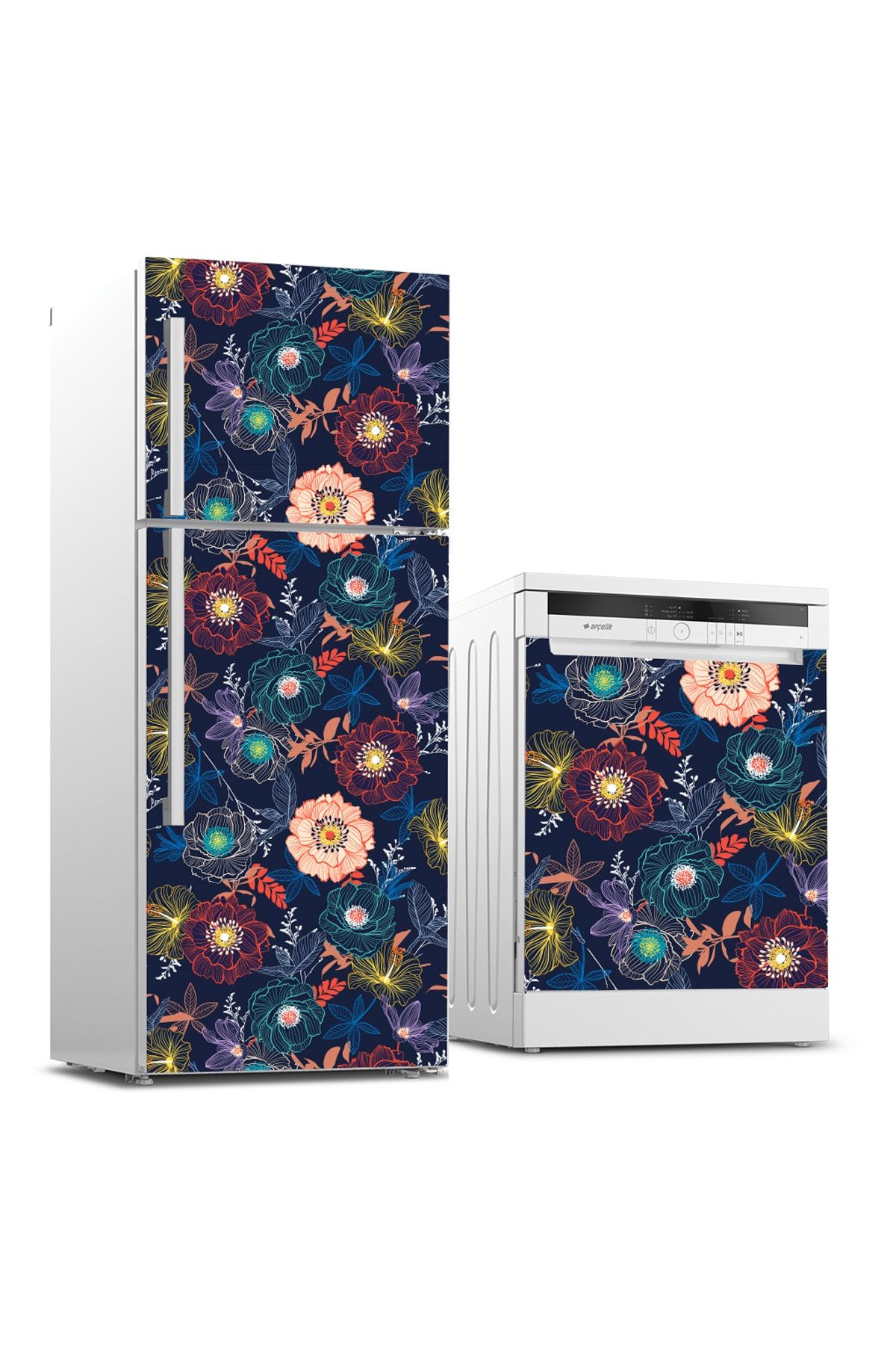 Tilki Dünyası Buzdolabı Ve Bulaşık Makinesi Takım Sticker 0183