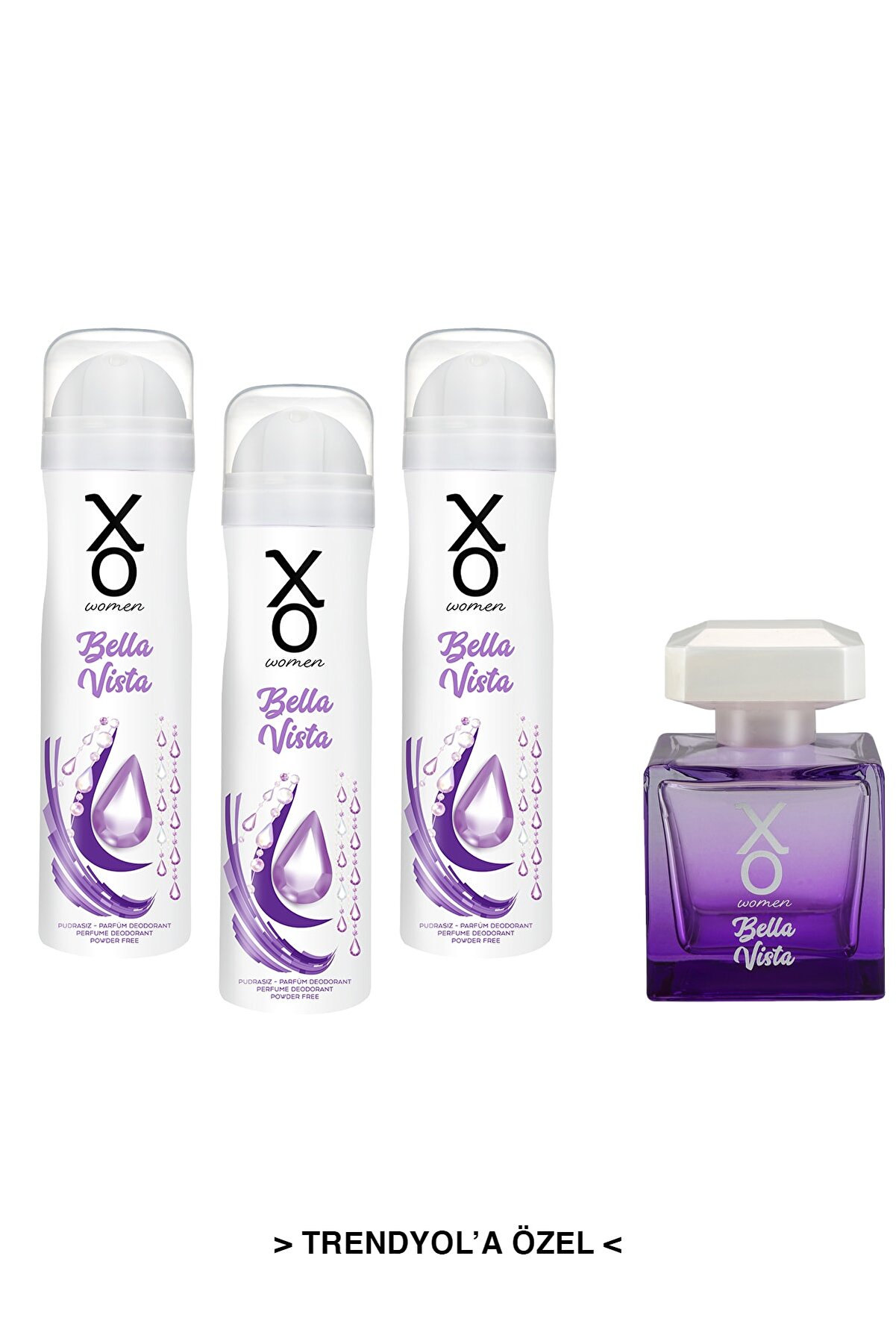 Xo Bella Vista Women Edt Parfüm 100 ml Kadın Parfümü +Deodorant 3 x 150 ml 7777777176628