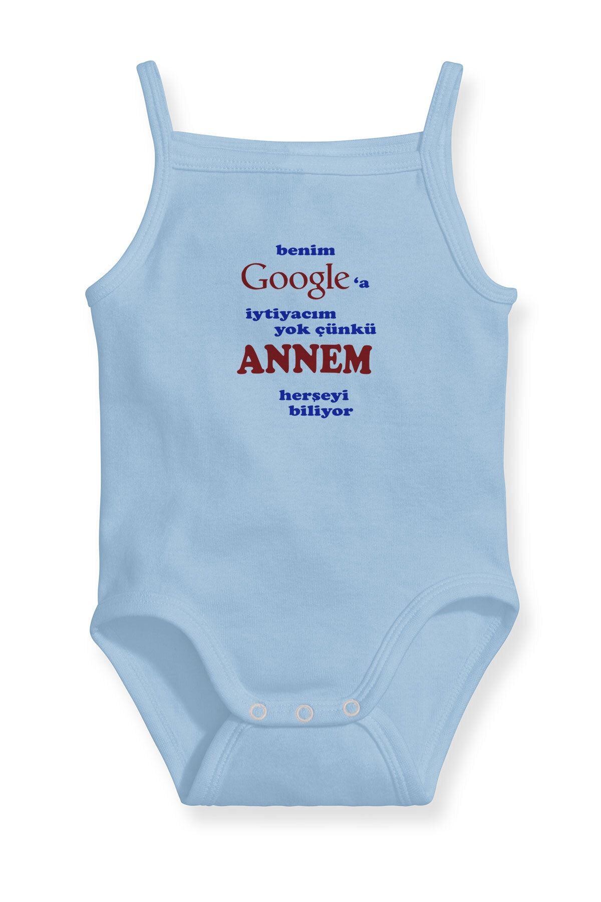Angemiel Baby Benim Google'a Ihtiyacım Yok Annem Var Erkek Bebek Askılı Zıbın Body Atlet Mavi