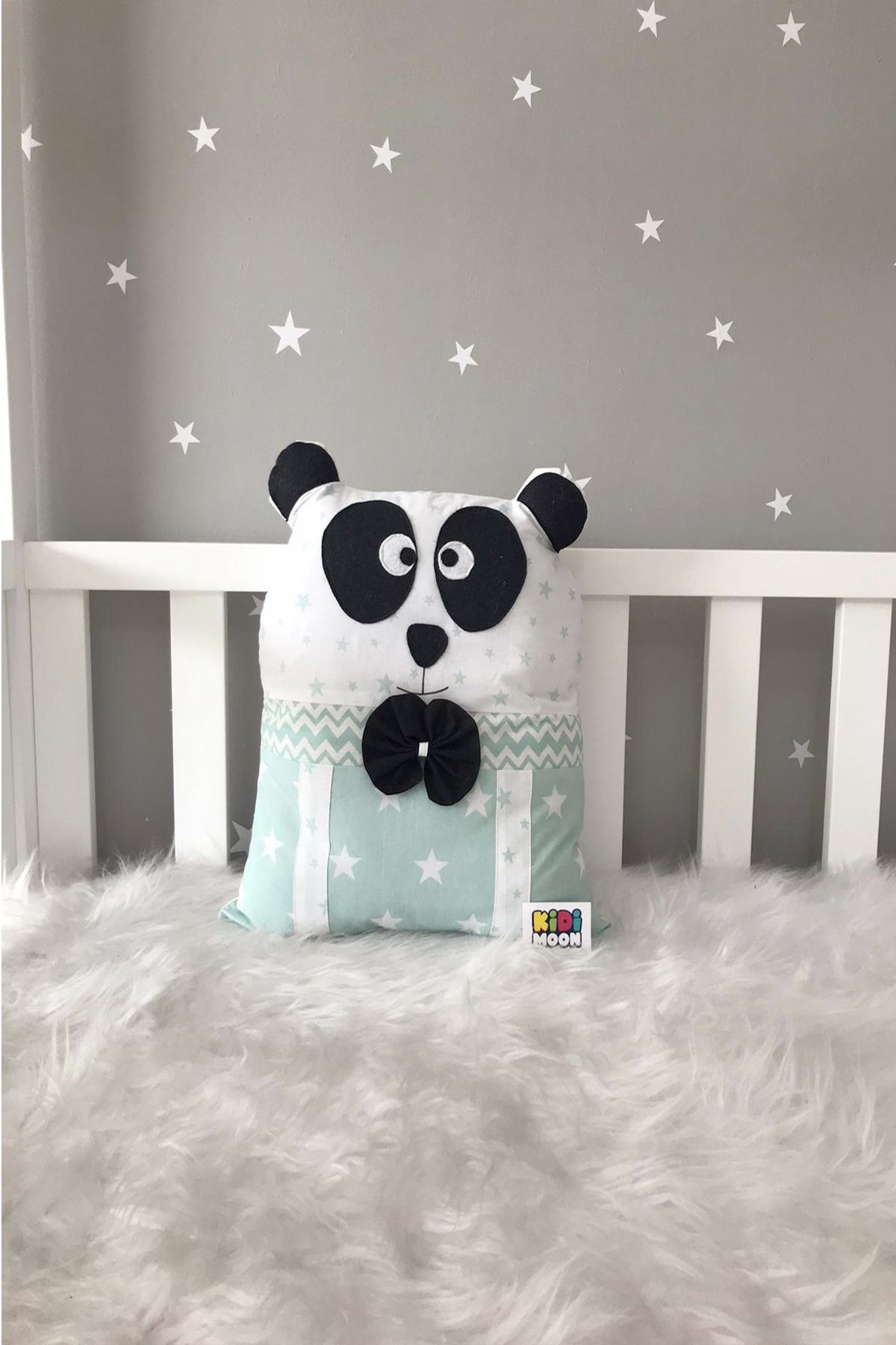 Jaju Baby Kidimoon Mint Yıldız Panda Beşik Koruma Dekor Yastık