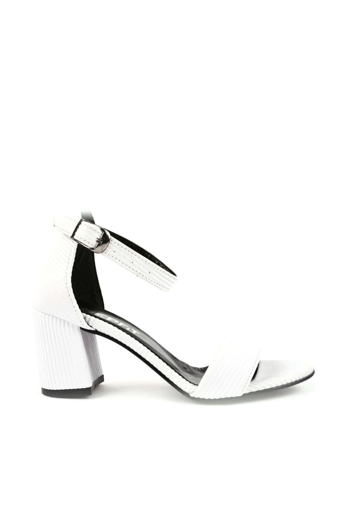 Hepfit Beyaz Lazerli Kadın Topuklu Ayakkabı 2013-05-1604