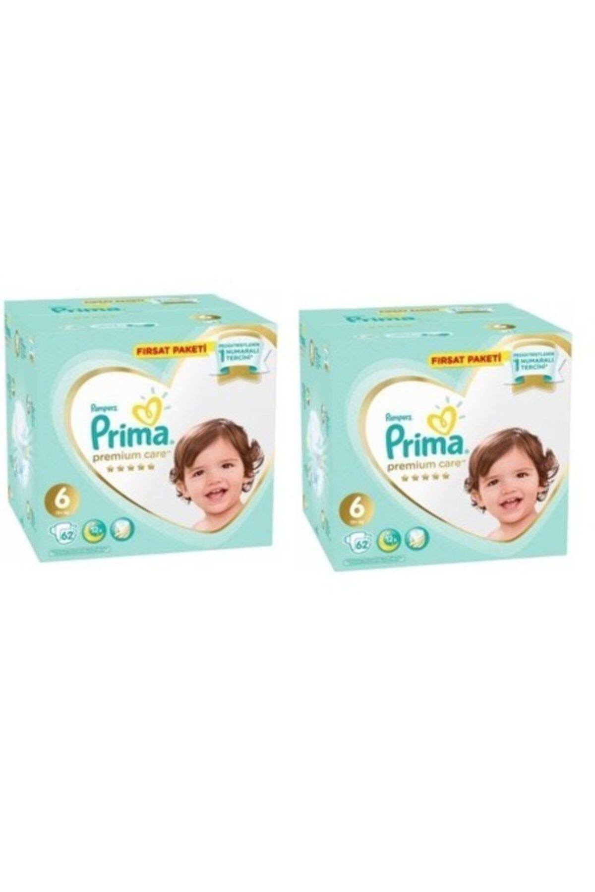 Prima Bebek Bezi Premium Care 2'li Fırsat Paket 6 Beden 124 Adet