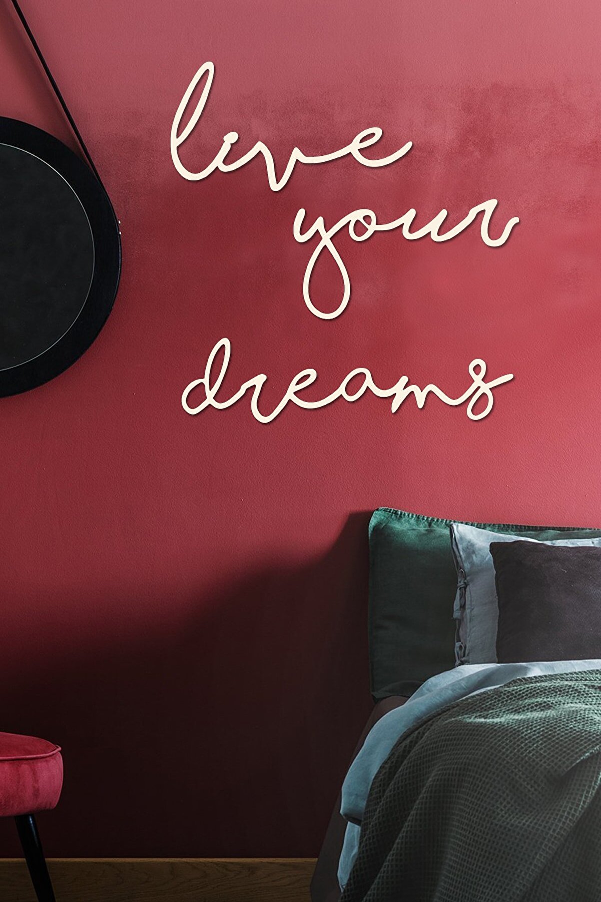 MetaSell Live Your Dreams Krem Rengi Dekoratif Tablo