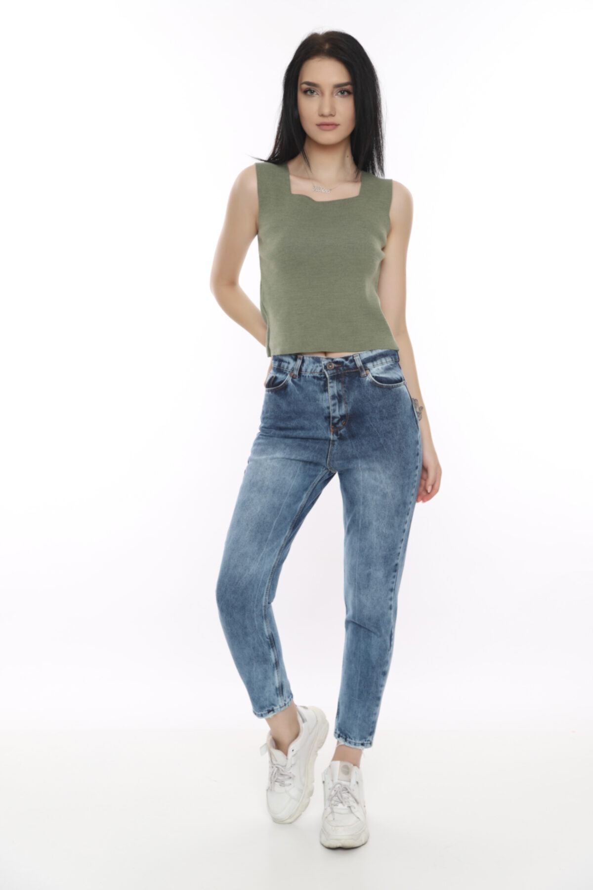 Moda Lisa Mavi Klasik Yüksek Bel Yıkama Jean Pantolon