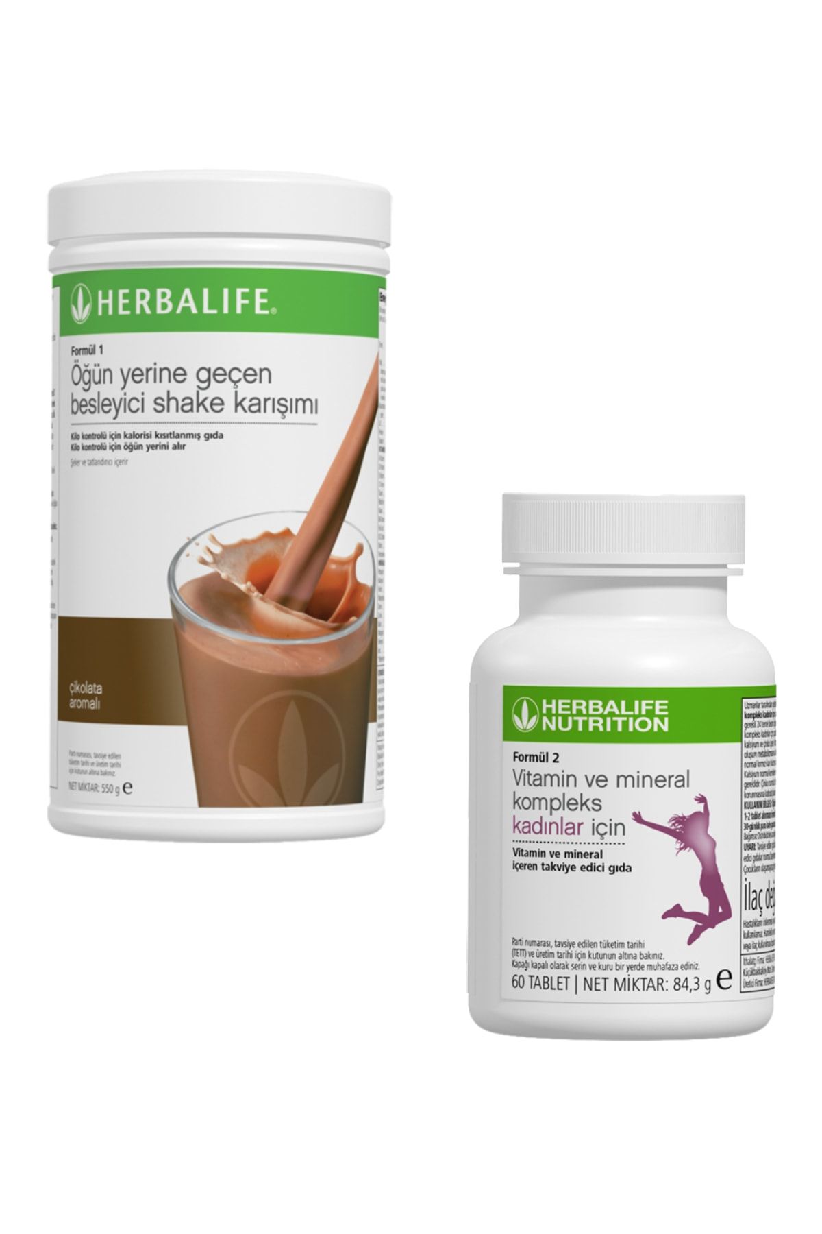 Herbalife Formül 1 Shake Çikolata + Formül 2 Vitamin Kadın 60 Tablet
