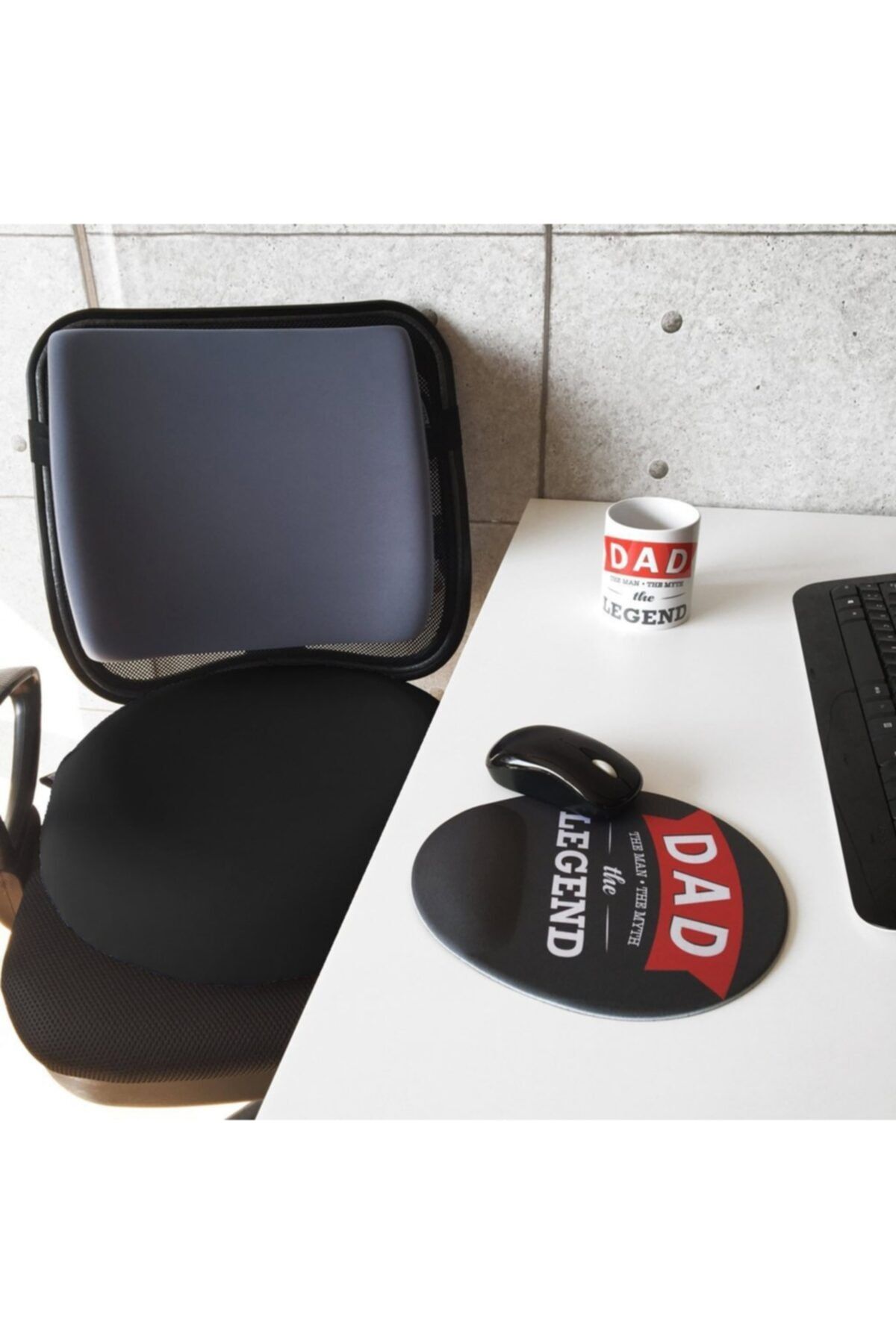 Officeküp Dad The Legend Visco Bel Destek Yastığı Kupa Mouse Pad 3'lü Set Gri