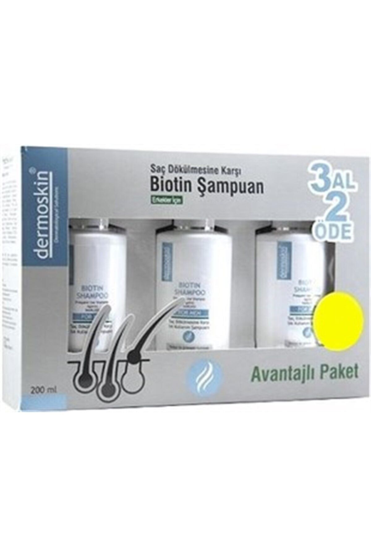 Dermoskin Biotin Saç Dökülmesine Karşı Erkek Şampuanı 200 Ml - 3 Al 2 Öde