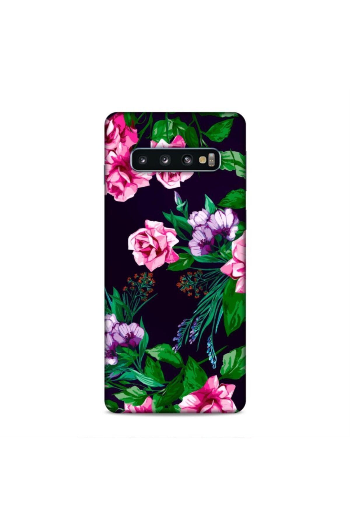 Pickcase Samsung Galaxy S10 Kılıf Desenli Arka Kapak Pembe Çiçekler