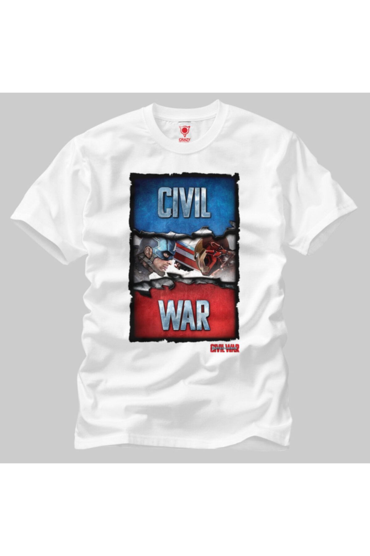 Crazy Captain America Vs Iron Man Torn Metal Erkek Tişört