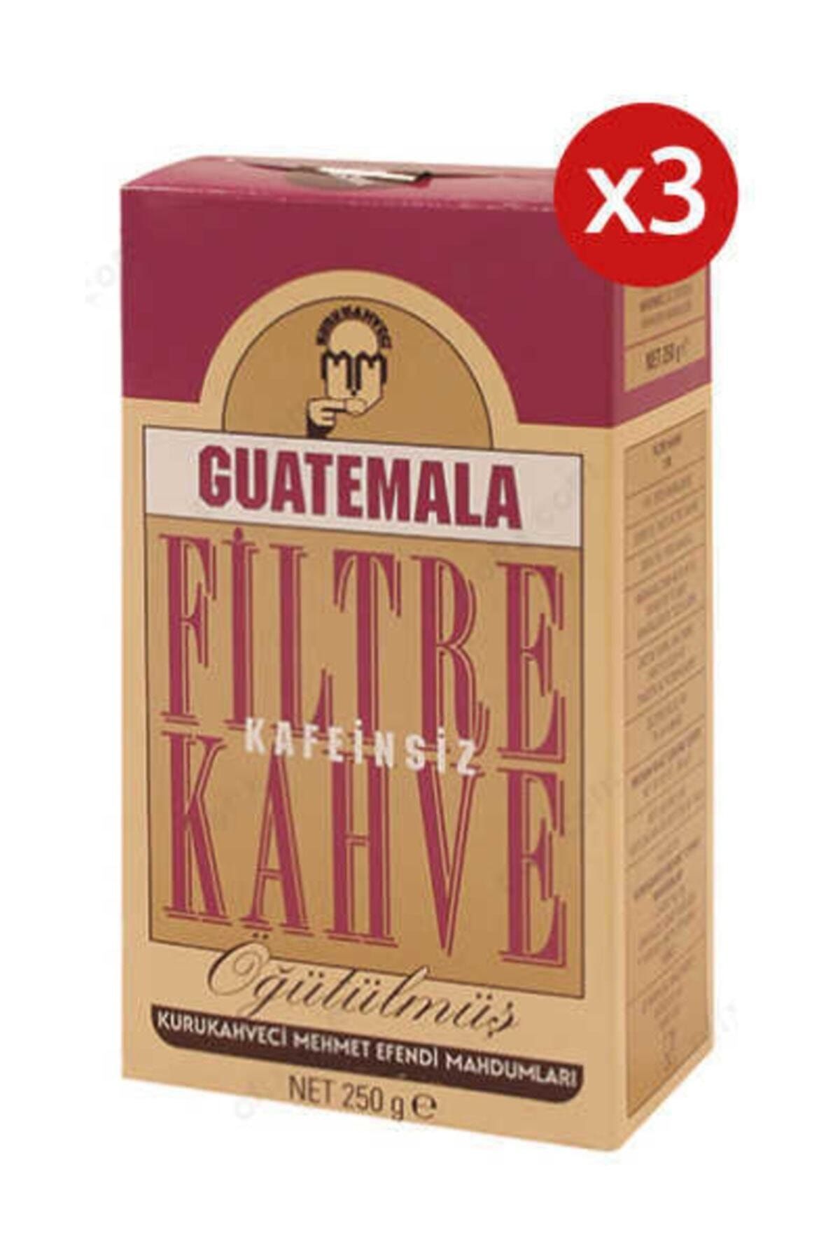Mehmet Efendi 3 Adet Guatemala Kafeinsiz Filtre Kahve 250gr