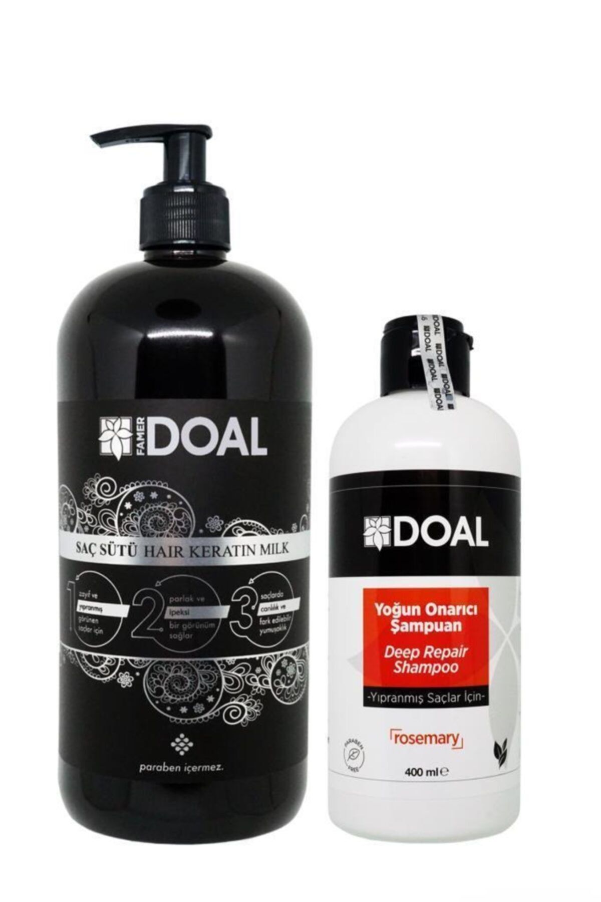 DOAL Keratin Sütü 1000ml + Yıpranmış Saçlar Için Yoğun Onarıcı Şampuan 400 Ml