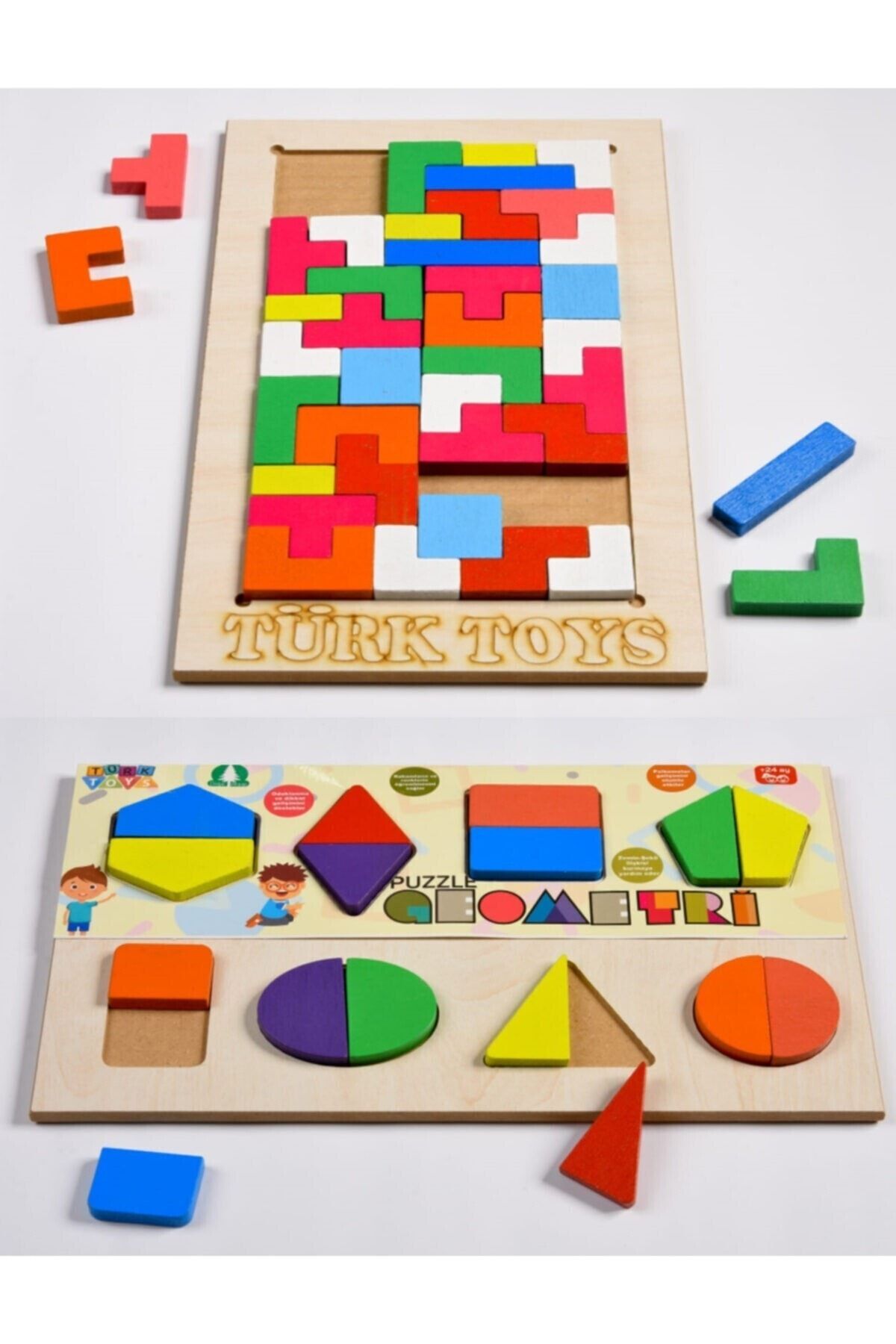 Türk Toys Ahşap Eğitici Bultak Tetris Ve Geometri Puzzle Çocuk Oyuncağı