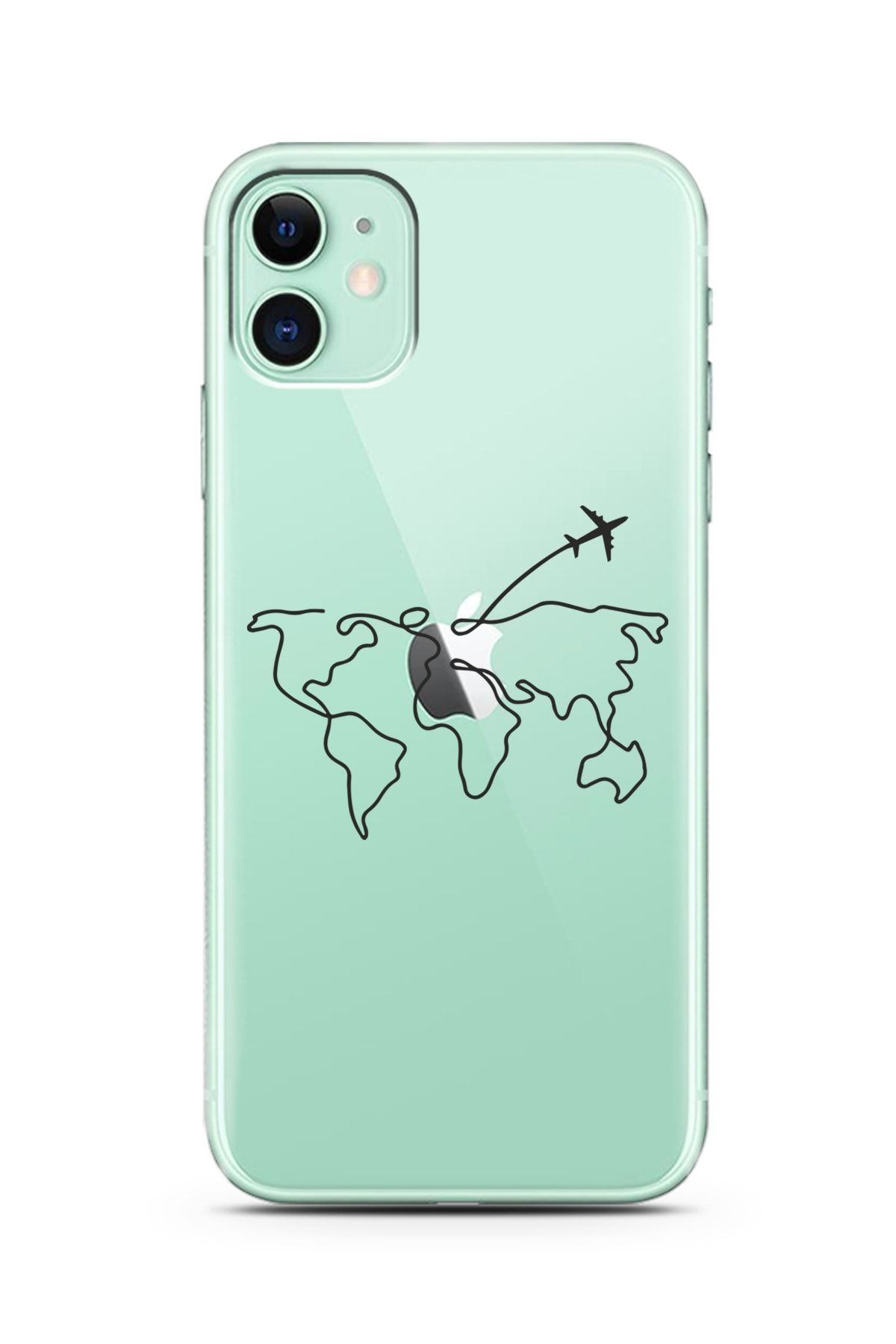 Spoyi Çizgi Harita Tasarımlı Süper Şeffaf Silikon Telefon Kılıfı Iphone 11