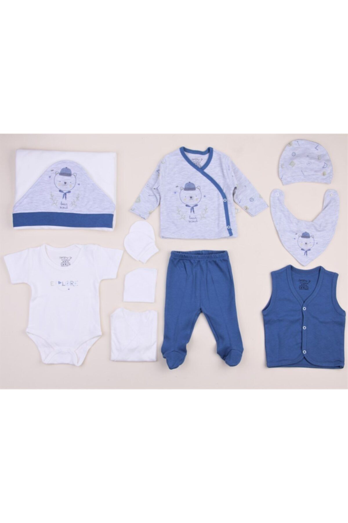 Nenny Baby Erkek Bebek Mavi Desenli Hastane Çıkışı seti