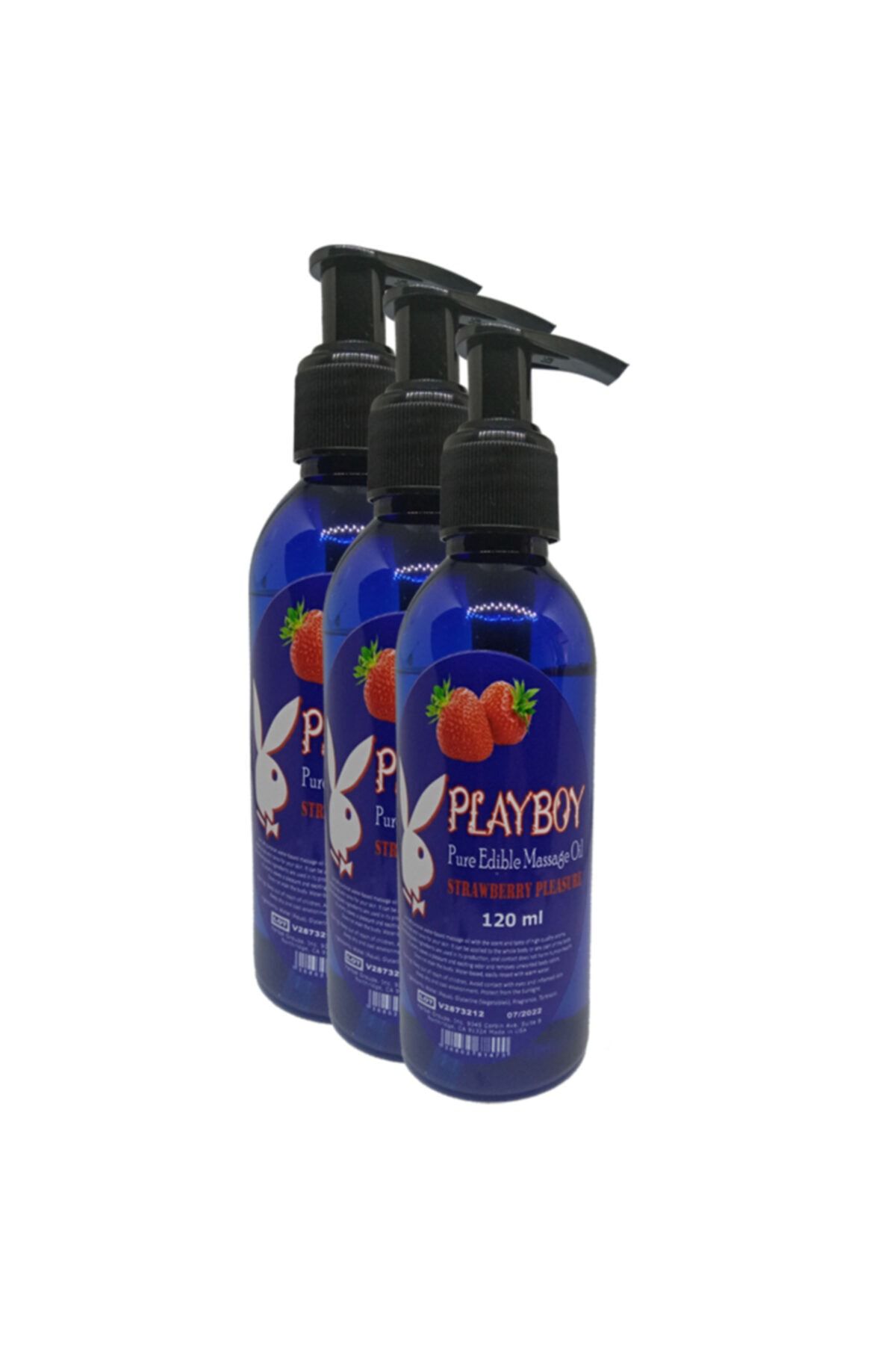 Playboy Pure Edible Massage Oil 120ml Çilek Aromalı Masaj Yağı 3 Adet