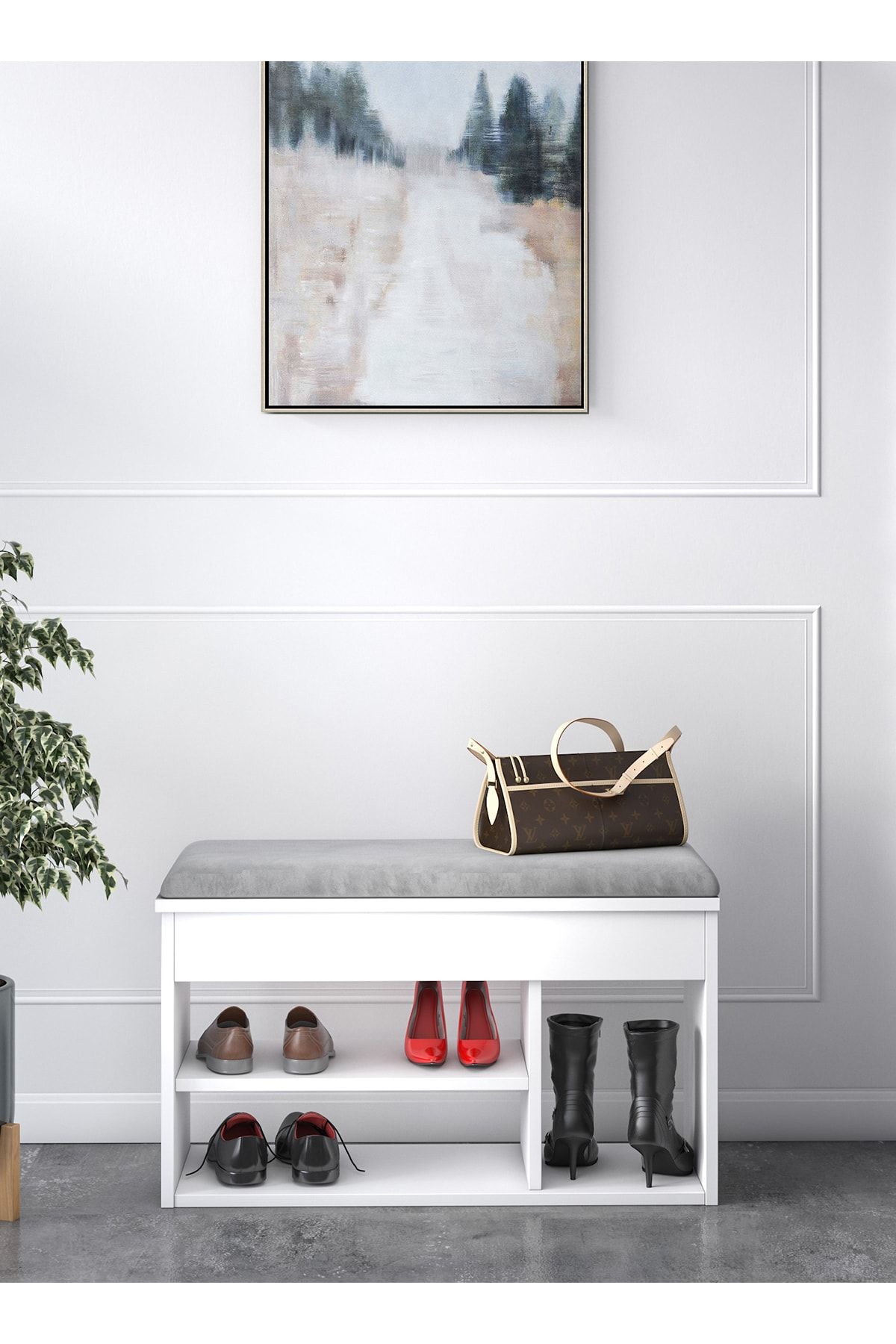 Ruum Store By Doğtaş Pera Açılır Oturaklı Bölmeli Ayakkabılık Opak Beyaz