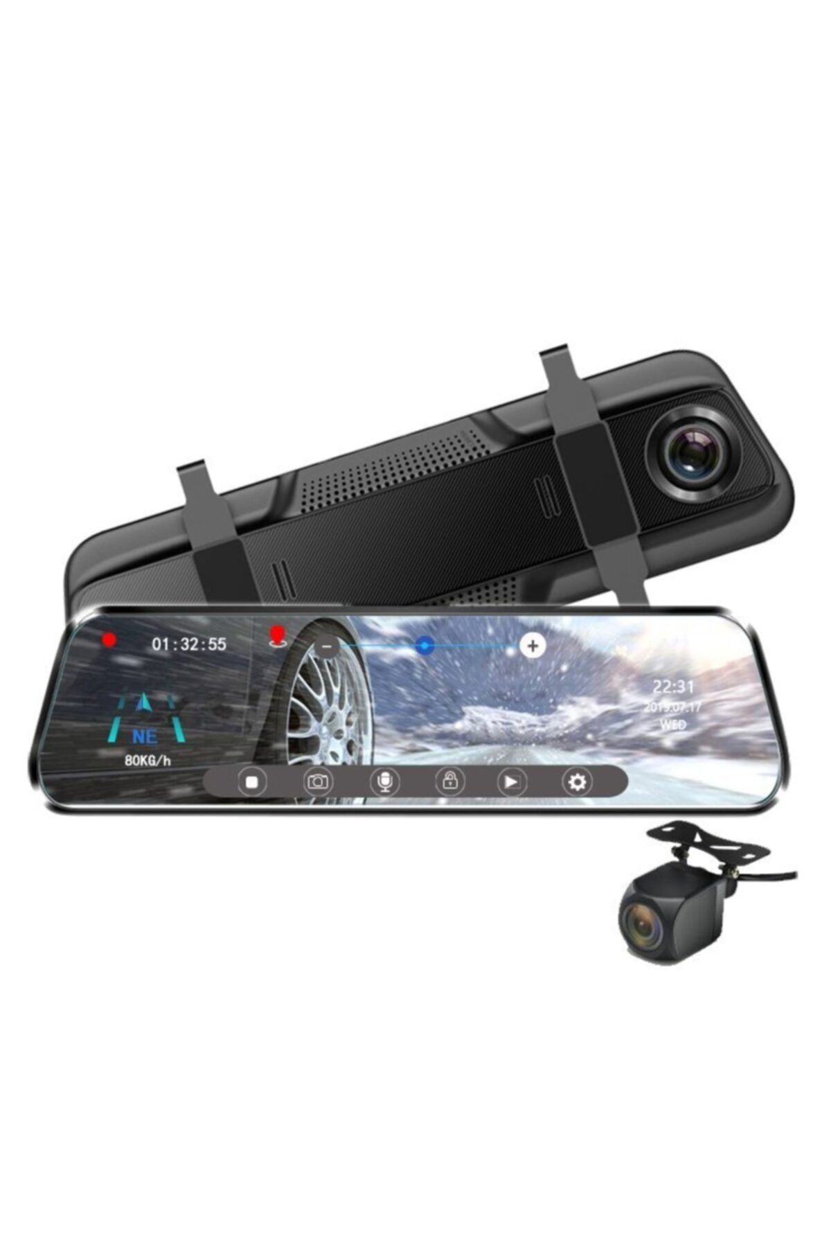 Twogo Go-900f Dokumatik Ekran 10 Inç Hd Ayna Monitör Geri Görüş Kamerası Profesyonel 32gb Kart