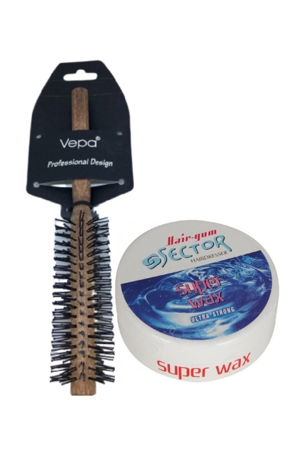 Sector Saç Fön Seti - Profesyonel Yanmaz Fön Fırçası + Ultra Sert Süper Wax