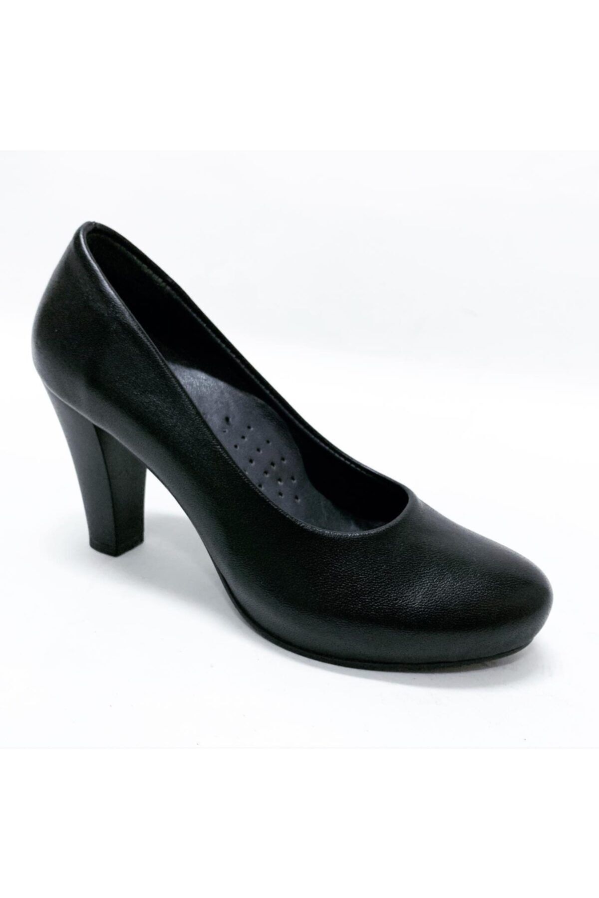 stok83 Kadın Siyah Hakiki Deri Stiletto Platform Ayakkabı