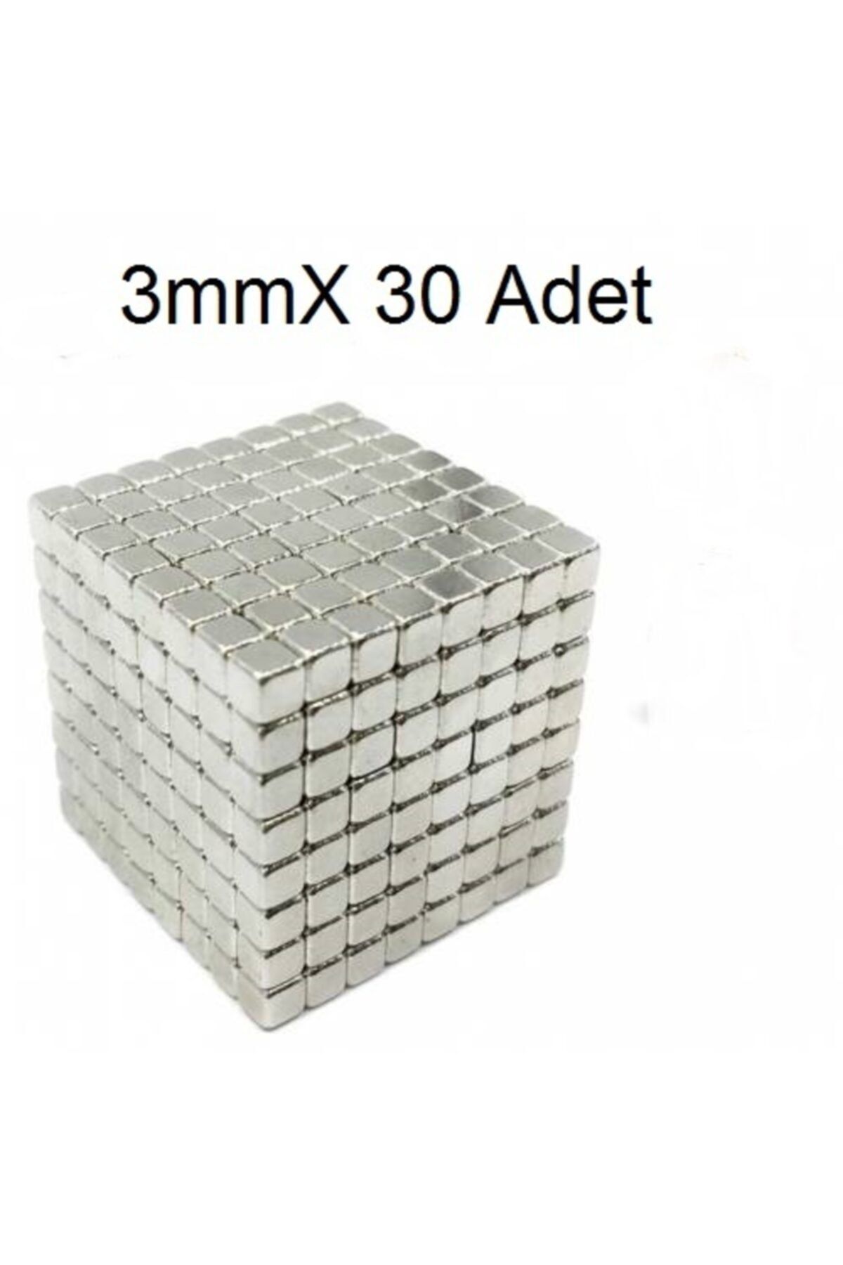 Dünya Magnet 30 Adet 3mm X 3mm X 3mm Güçlü Küp Neodyum Mıknatıs