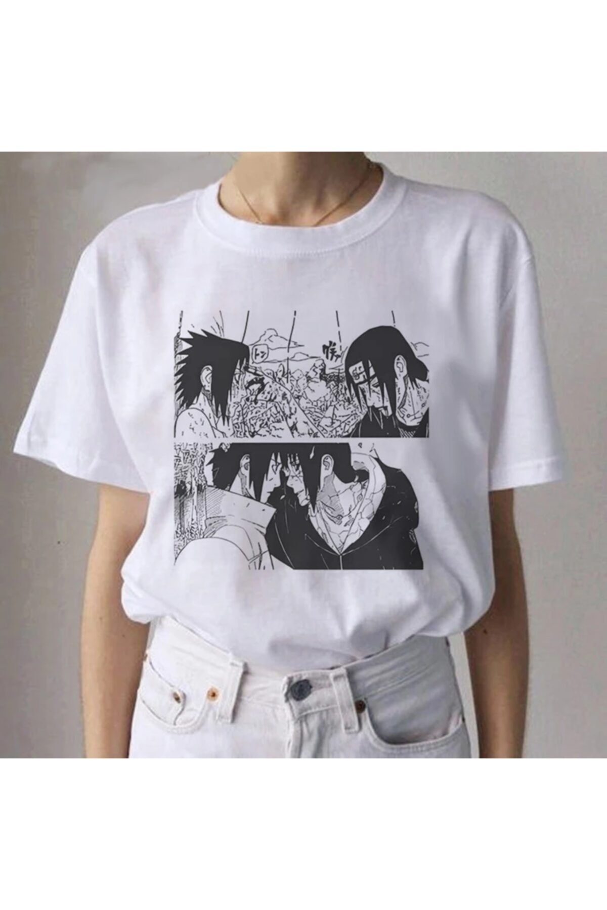 Rbgstore Unisex Beyaz Itachi Naruto Anime T-shirt