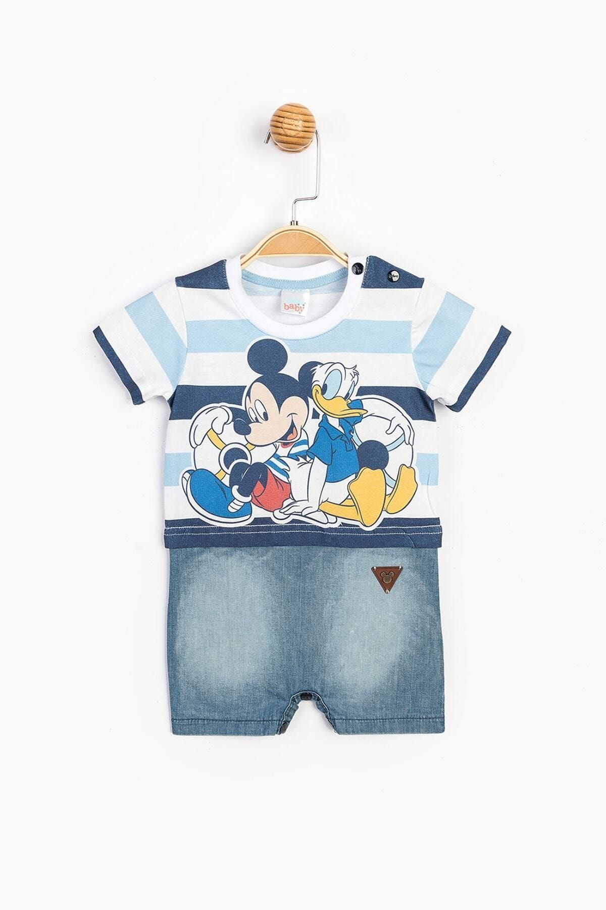 DİSNEY Mickey Mouse Erkek Bebek Pamuklu Kısa Şort Tulum SUM-15444