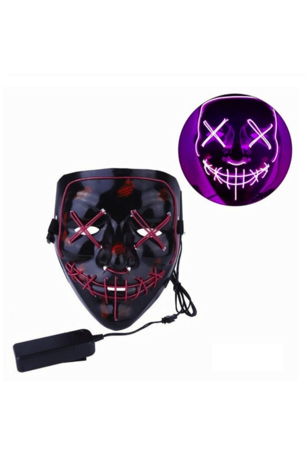 Genel Markalar Hallowen Led Işıklı Neon Maske 3 Modlu Parti Eğlence Maskesi