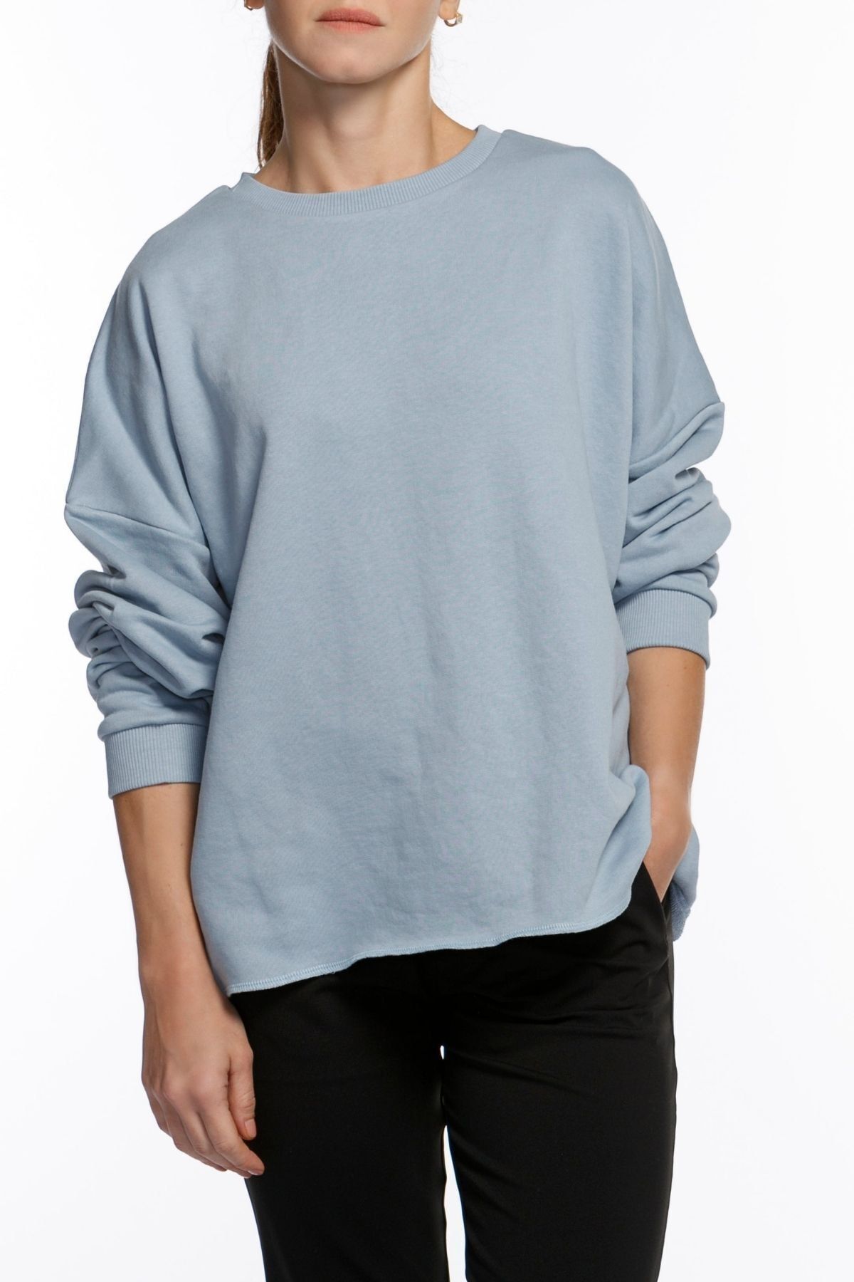 Basic Co Skye Oversized Basic Mavi Sweatshirt