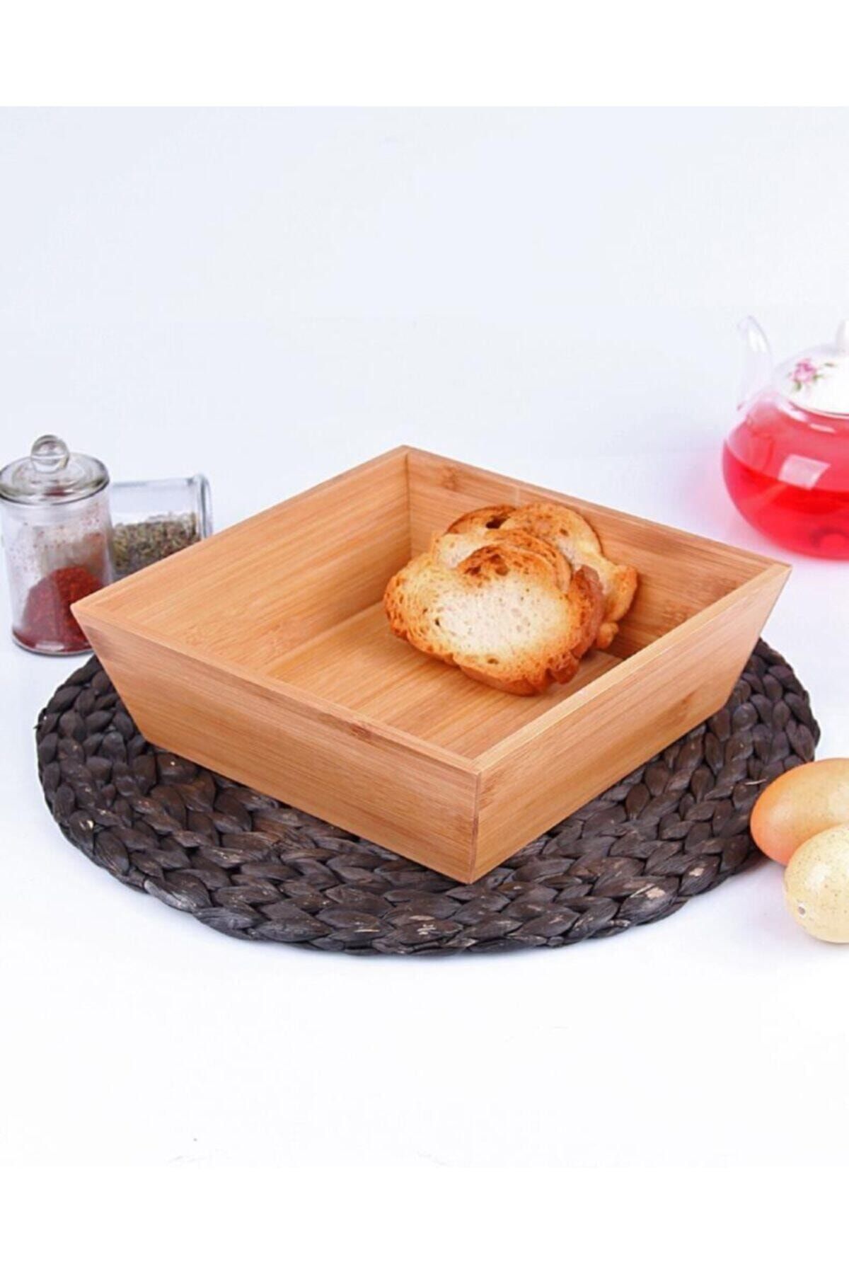 Genel Markalar Bambu Ahşap Kare Ekmek Sepeti Sunum Tabağı