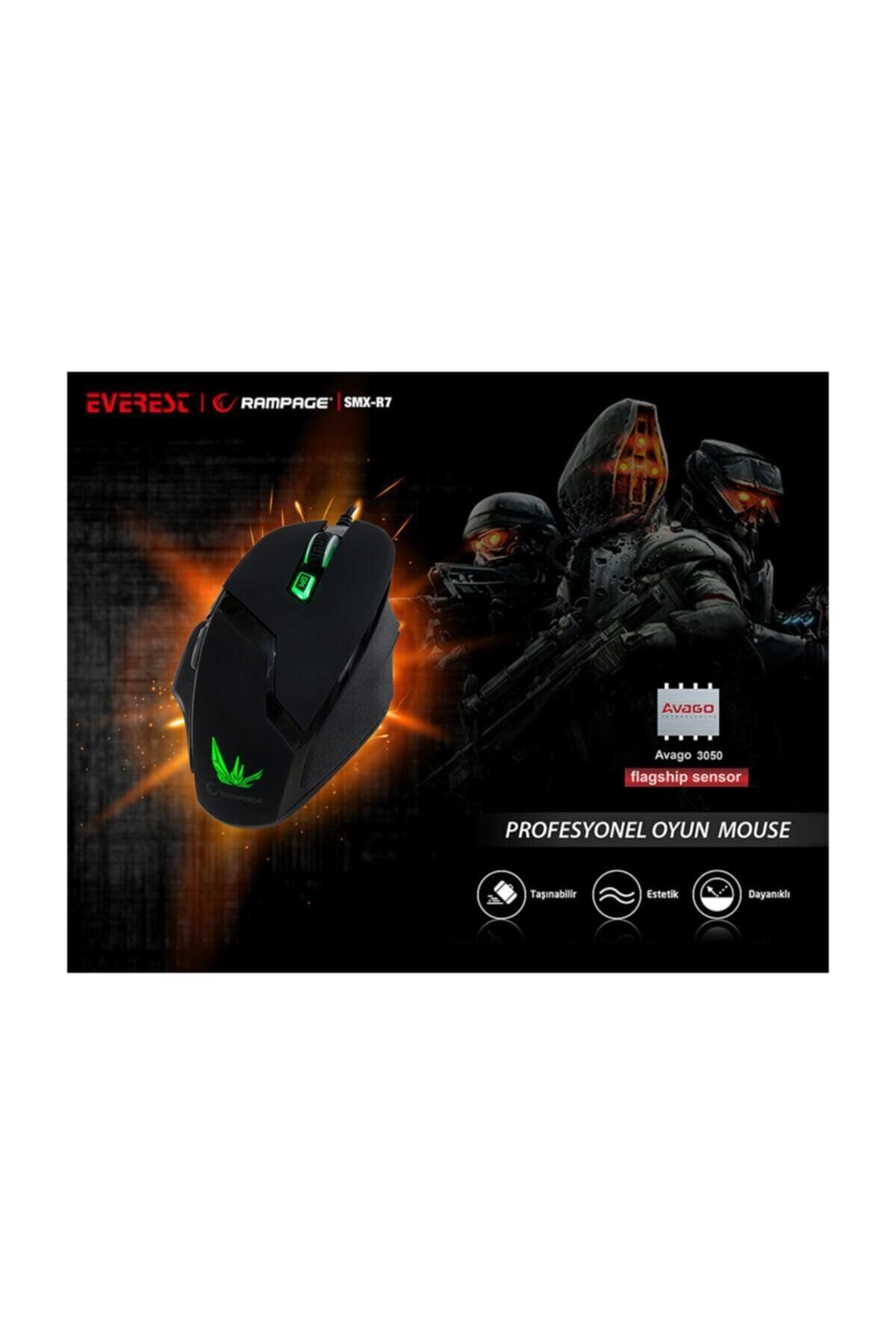 Rampage Smx-r7 Siyah 4000 Dpi Makro Avago Çipsetli Profesyonel Gaming Oyuncu Mouse