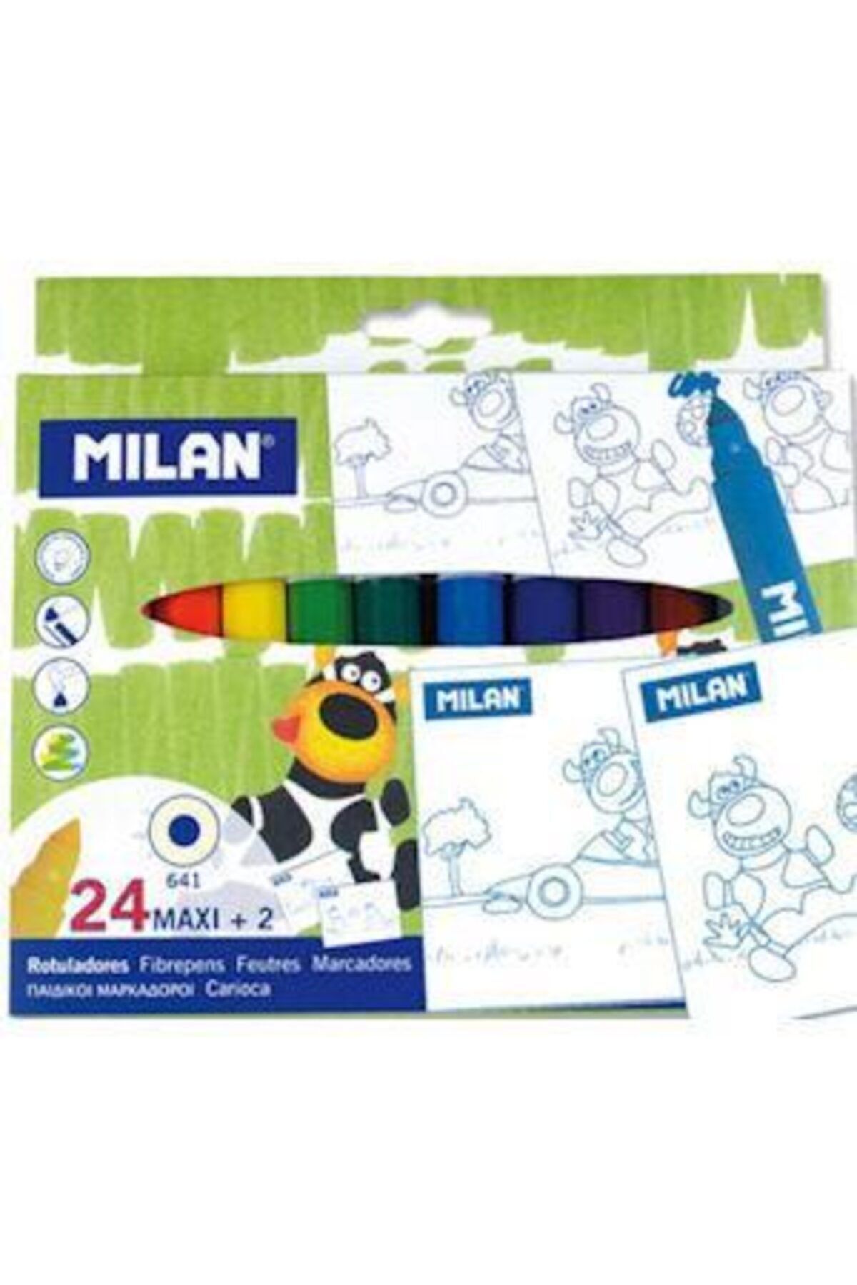 Milan Maxi Kalın Keçeli Boya Kalemi Konik Uç 24 Renk