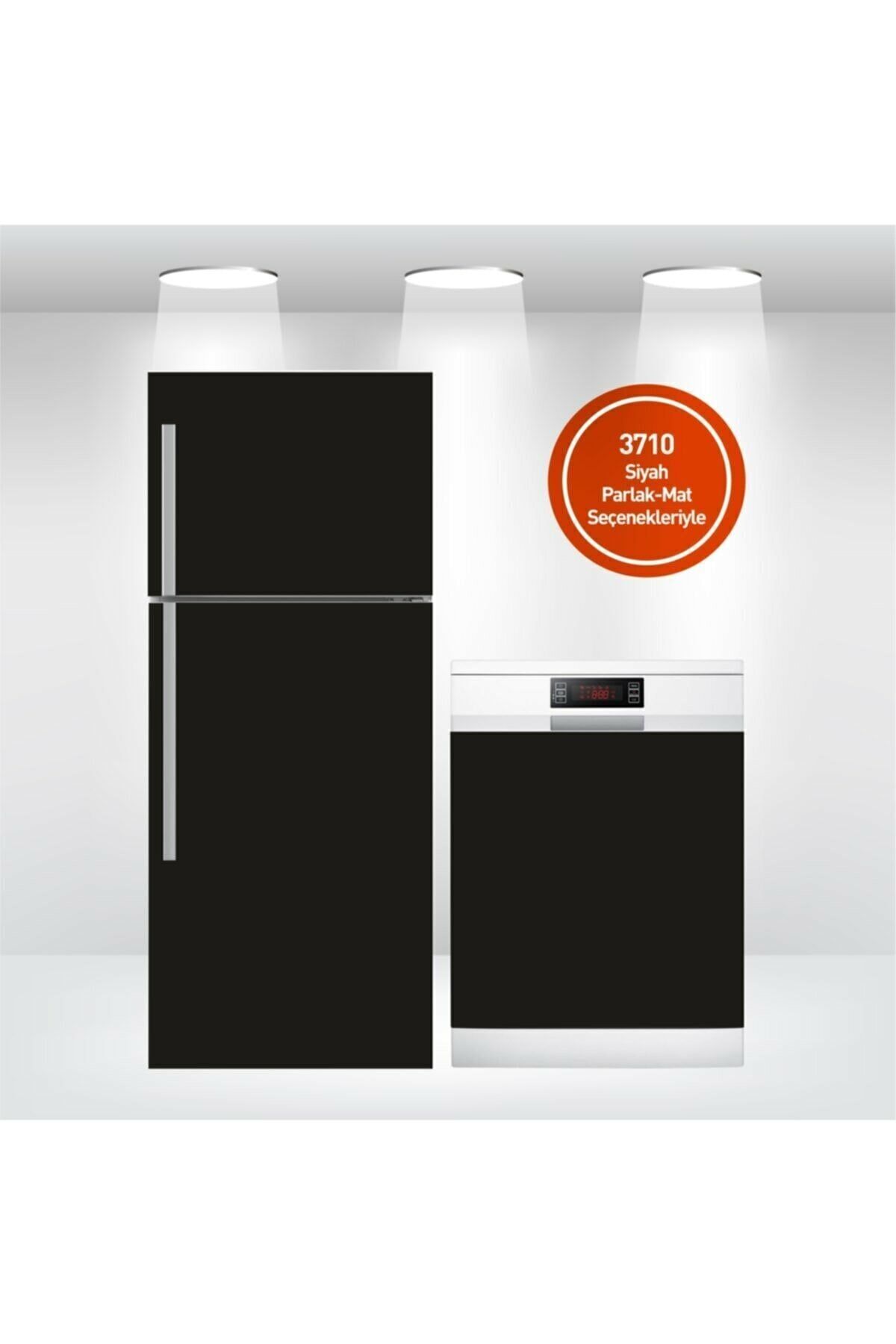 DEKORYAN Siyah Buzdolabı Ve Bulaşık Makinesi Kapak Sticker Folyo Kaplama
