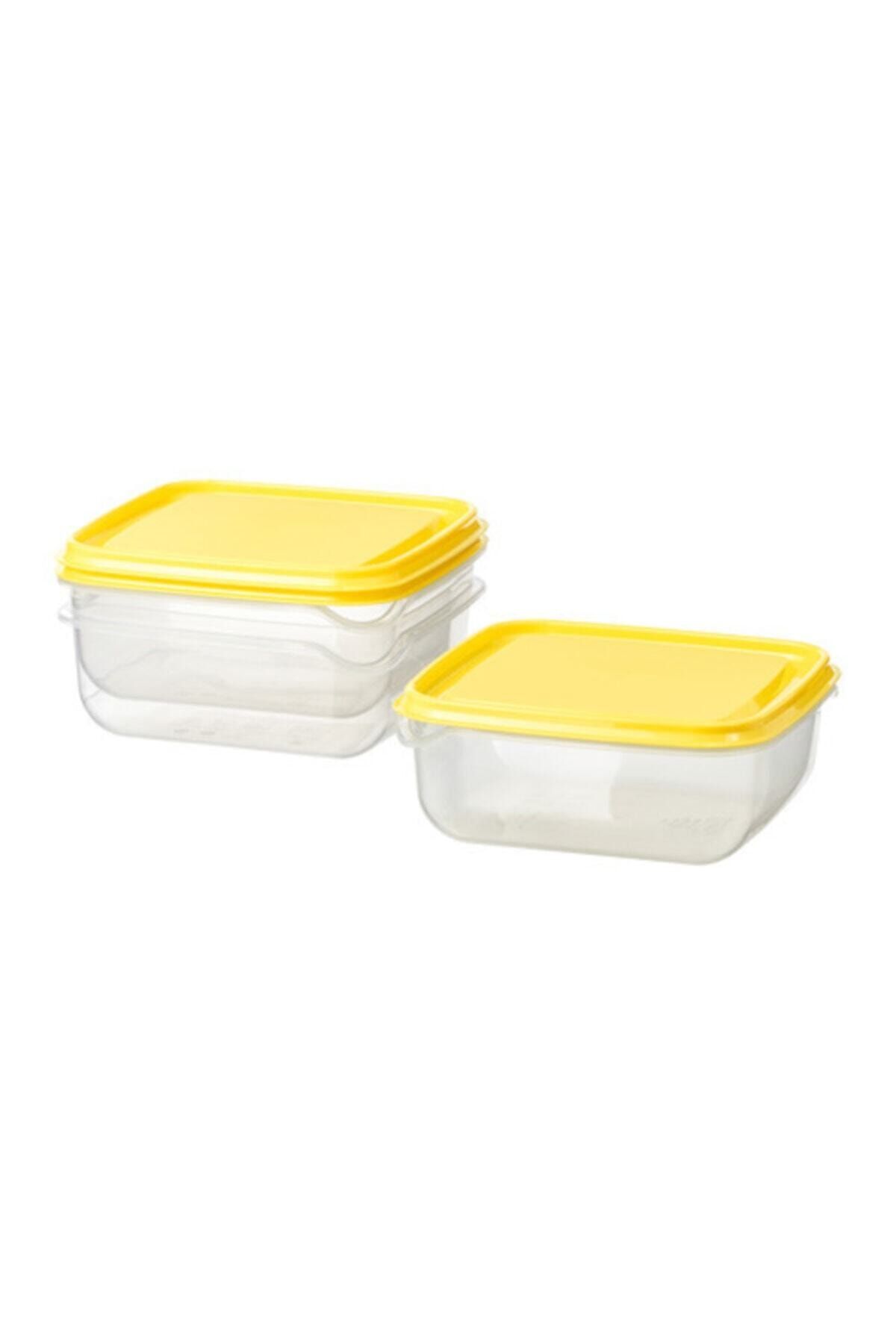 IKEA Pruta Plastik Saklama Kabı Seti, Sarı, 0,6 Lt, 3 Adet