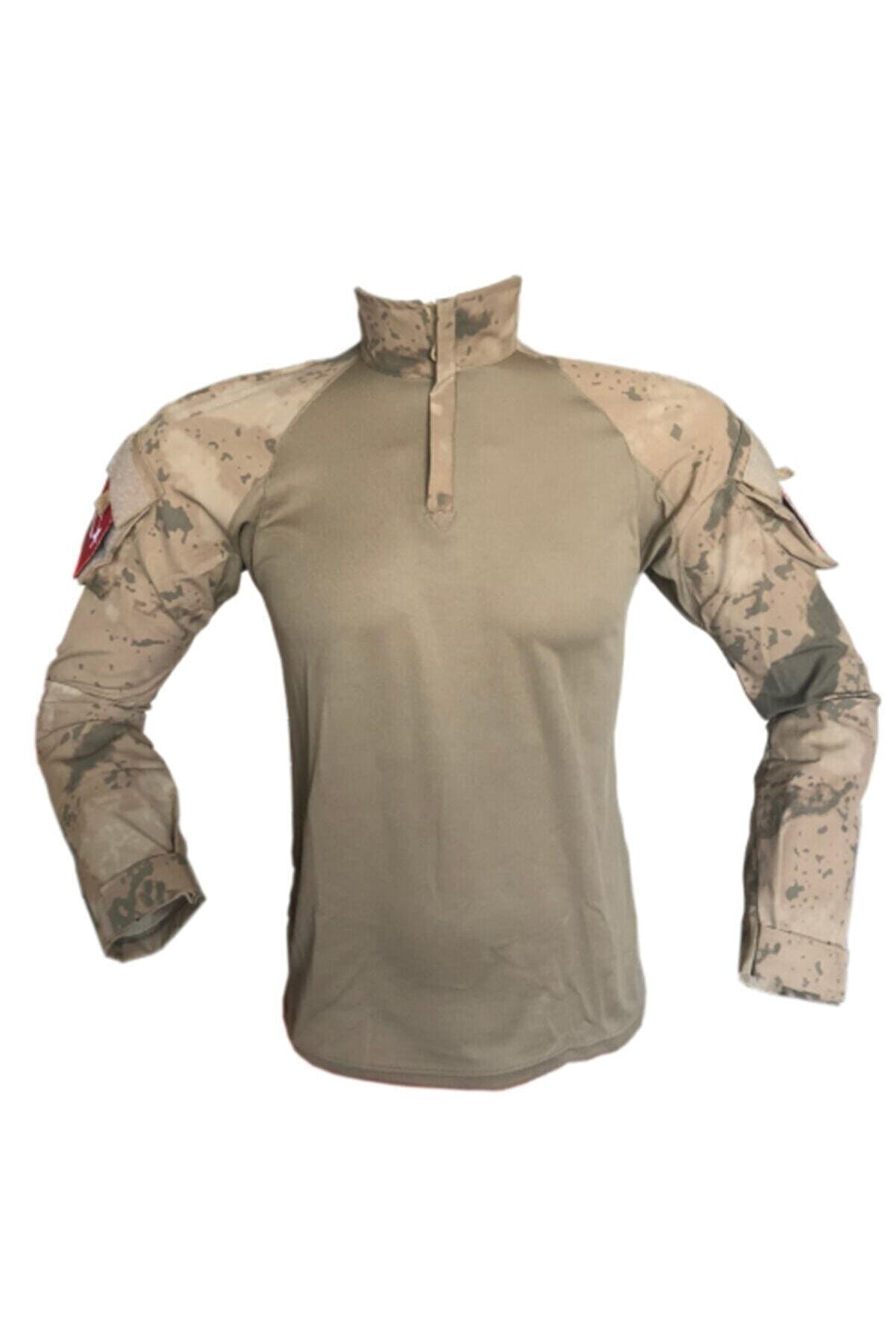 FLAŞ Kamuflaj Desen Kum Rengi Sarı Askeri Combat Tişört