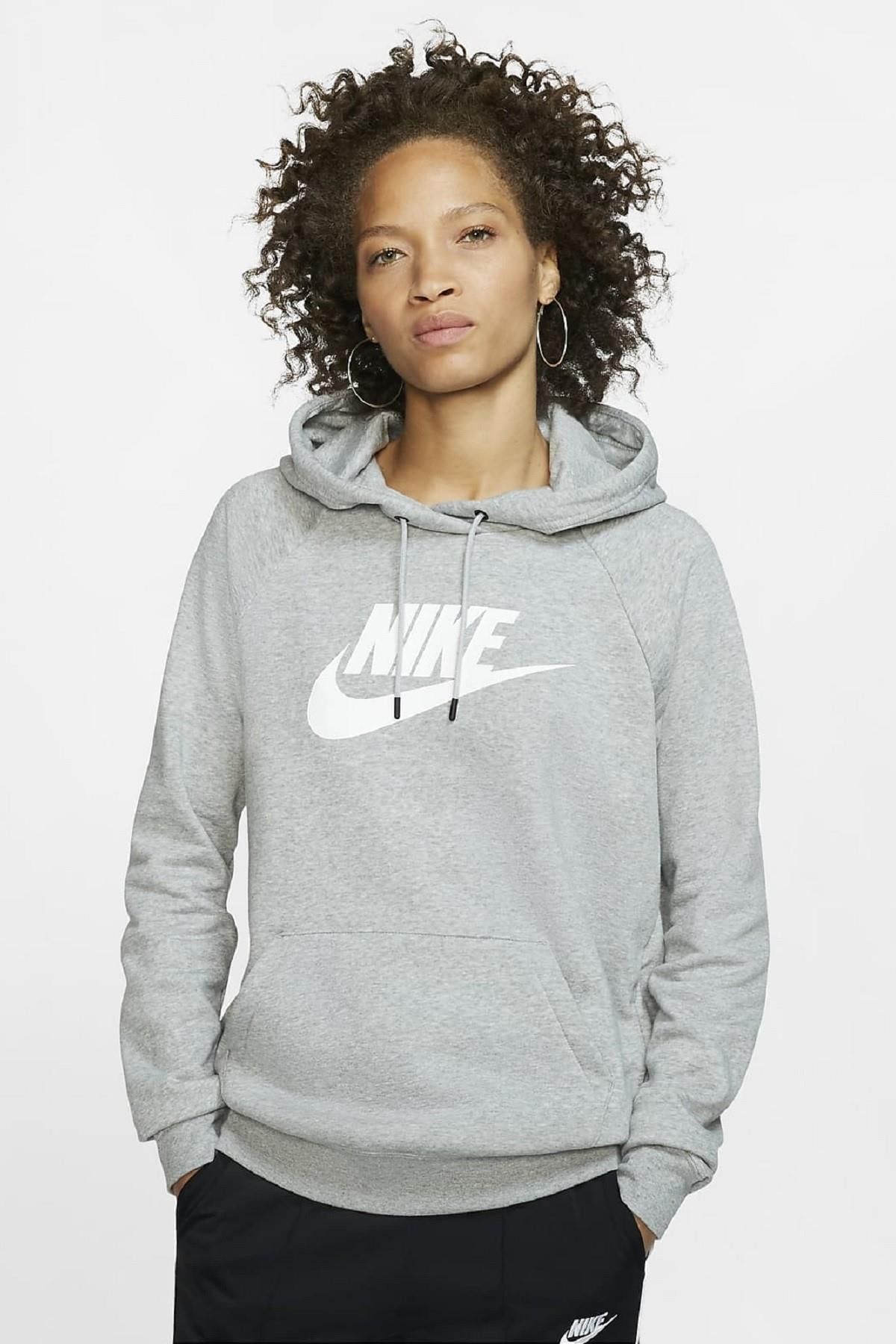 Nike Sportswear Essential Fleece Hoodie Kapüşonlu Gri Sweatshirt